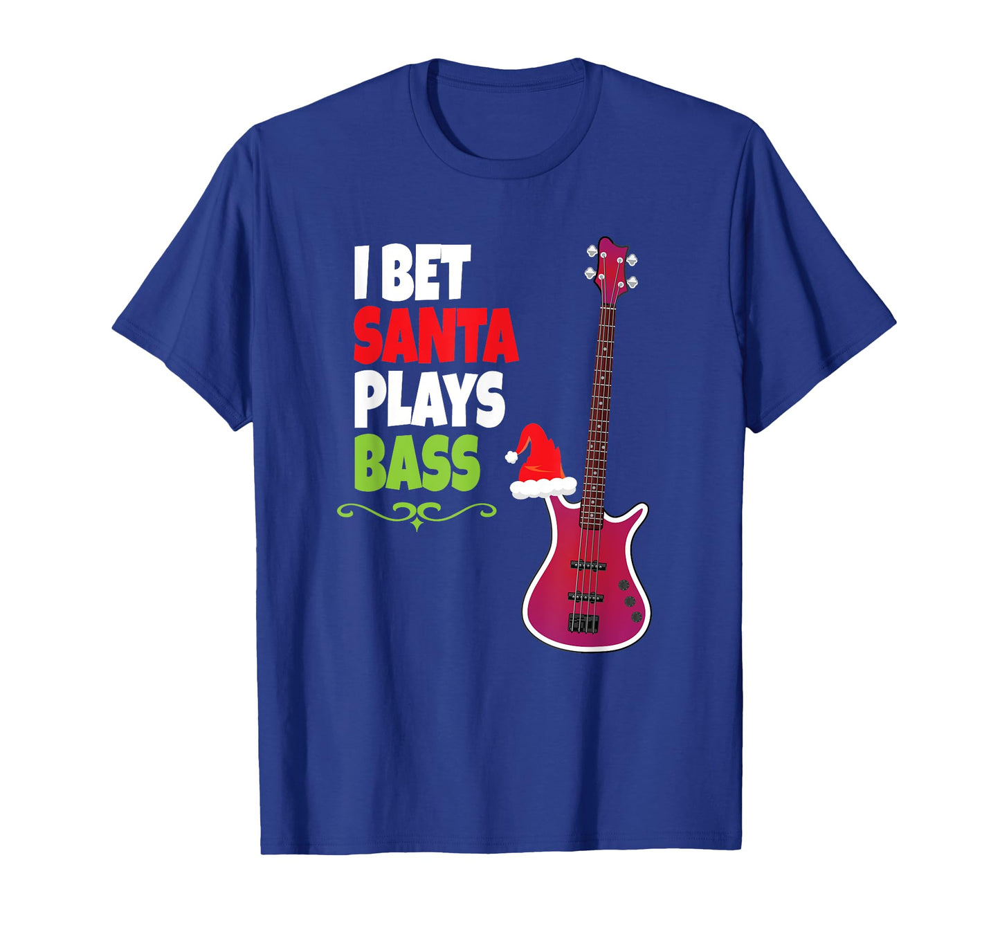 Gift for Bass Guitar Player - Cool Santa Christmas T-Shirt