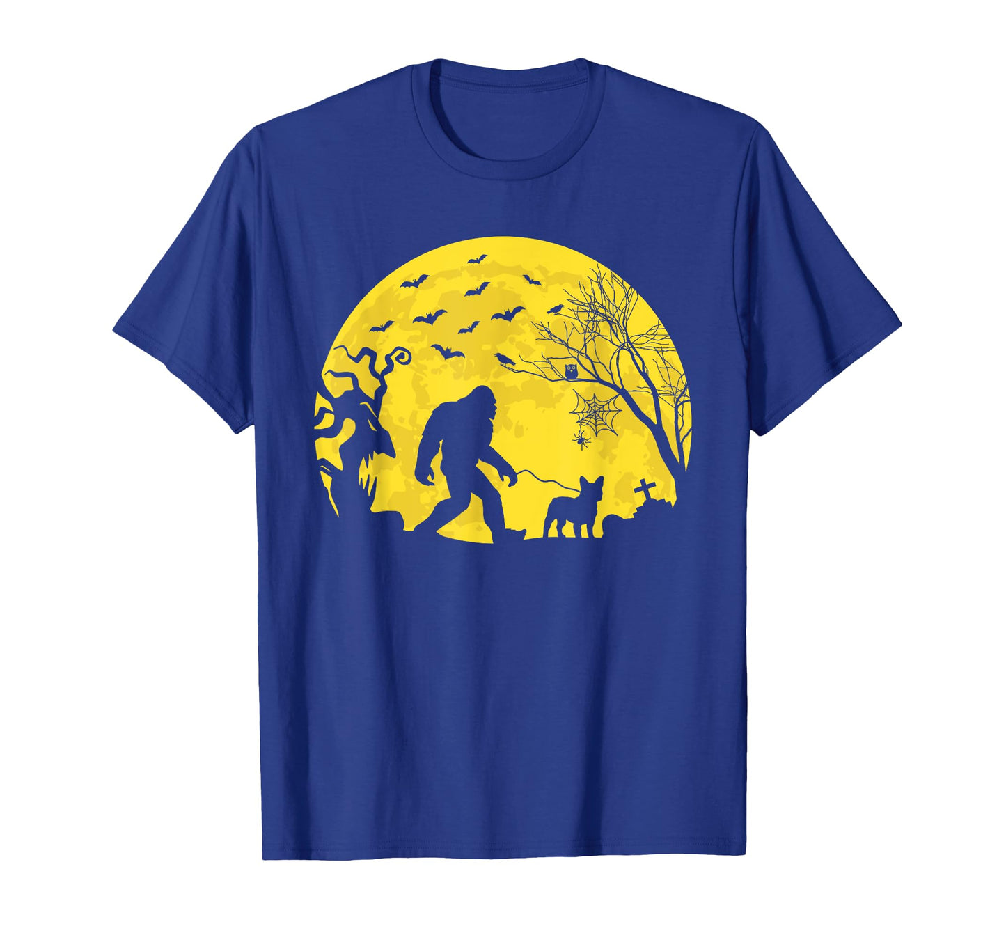 Halloween Bigfoot Walking French Bulldog T-Shirt