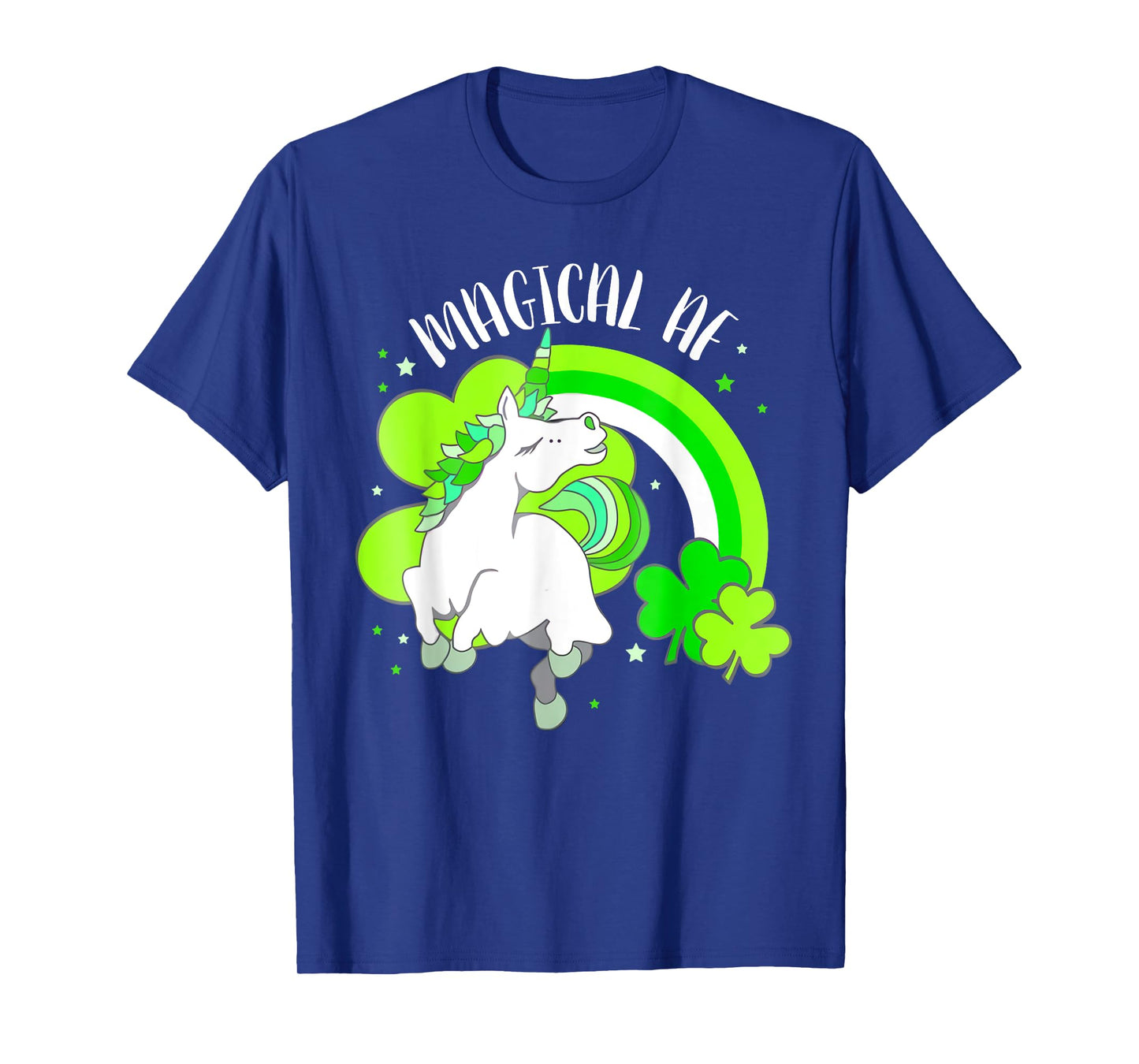 Funny Unicorn Shamrock Rainbow Magical AF St Patricks Day T-Shirt