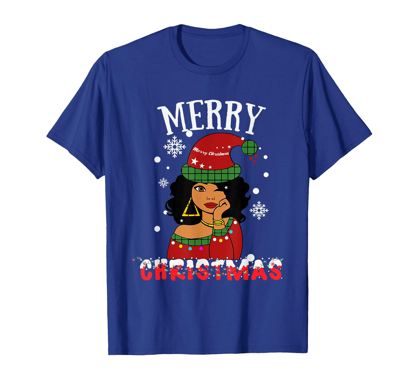 Black African American Merry Christmas Melanin Women Santa T-Shirt