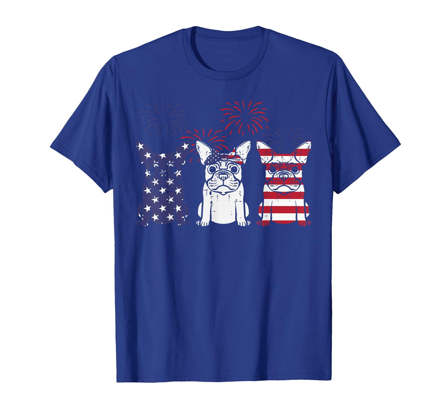 3 US Flag French Bulldogs 4th Of July Patriotic Frenchie Dog T-Shirt