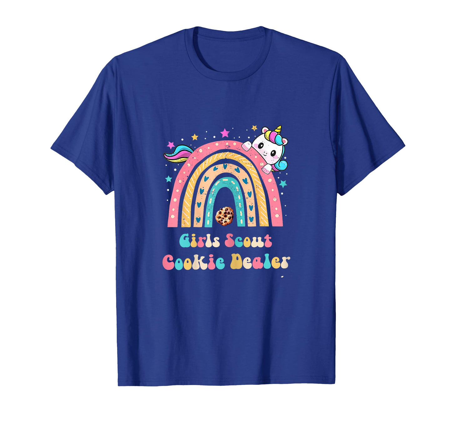 Scouts for Girls Cookie Dealer : Rainbow and Unicorn Design T-Shirt