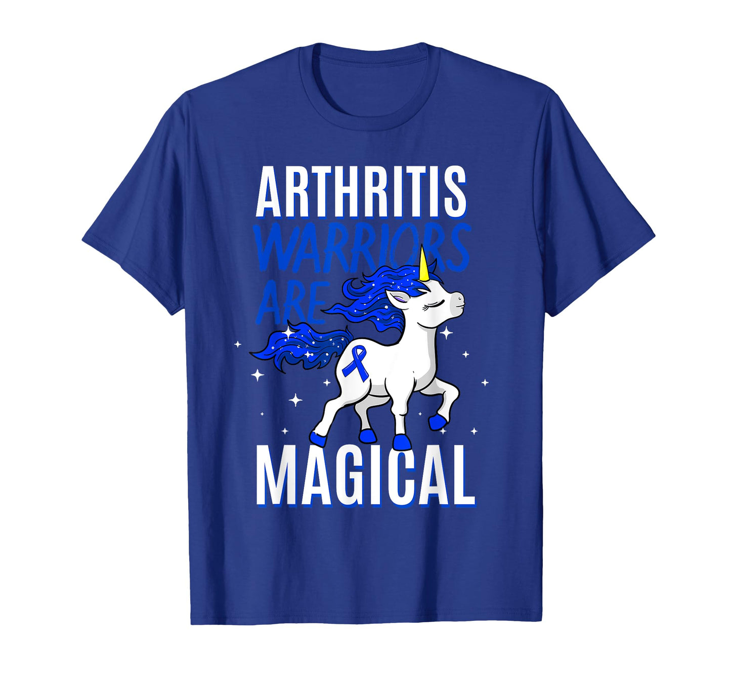 Arthritis Warrior Magical Unicorn Blue Ribbon Inflammation T-Shirt