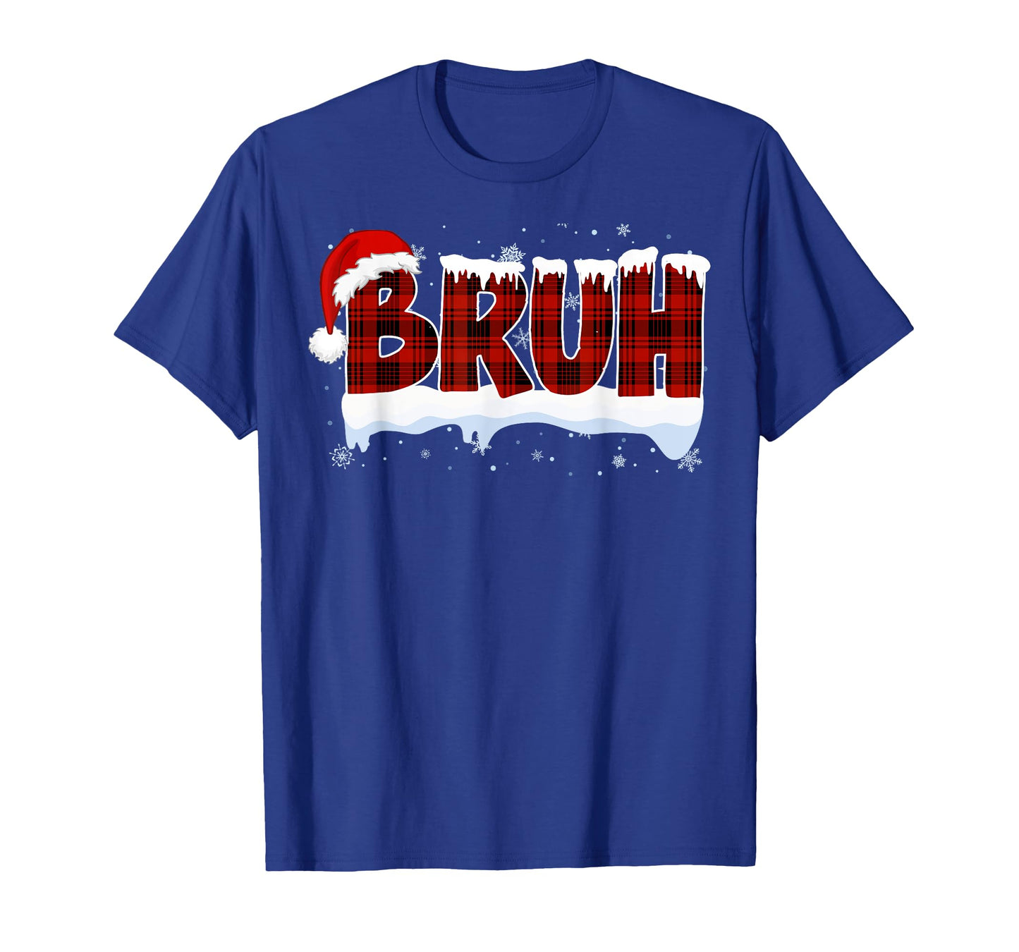 Bruh Funny Christmas Red Plaid Xmas Teens Boys Kids Pajamas T-Shirt