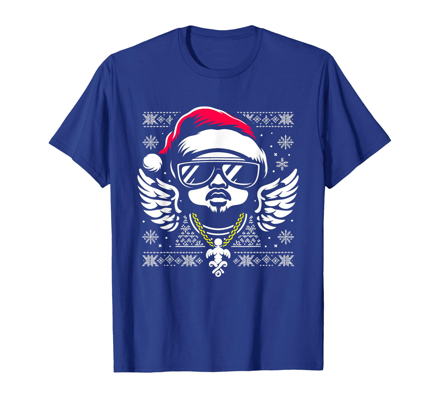 Rapper Santa Hat - Vintage Hip Hop Xmas Ugly Christmas T-Shirt