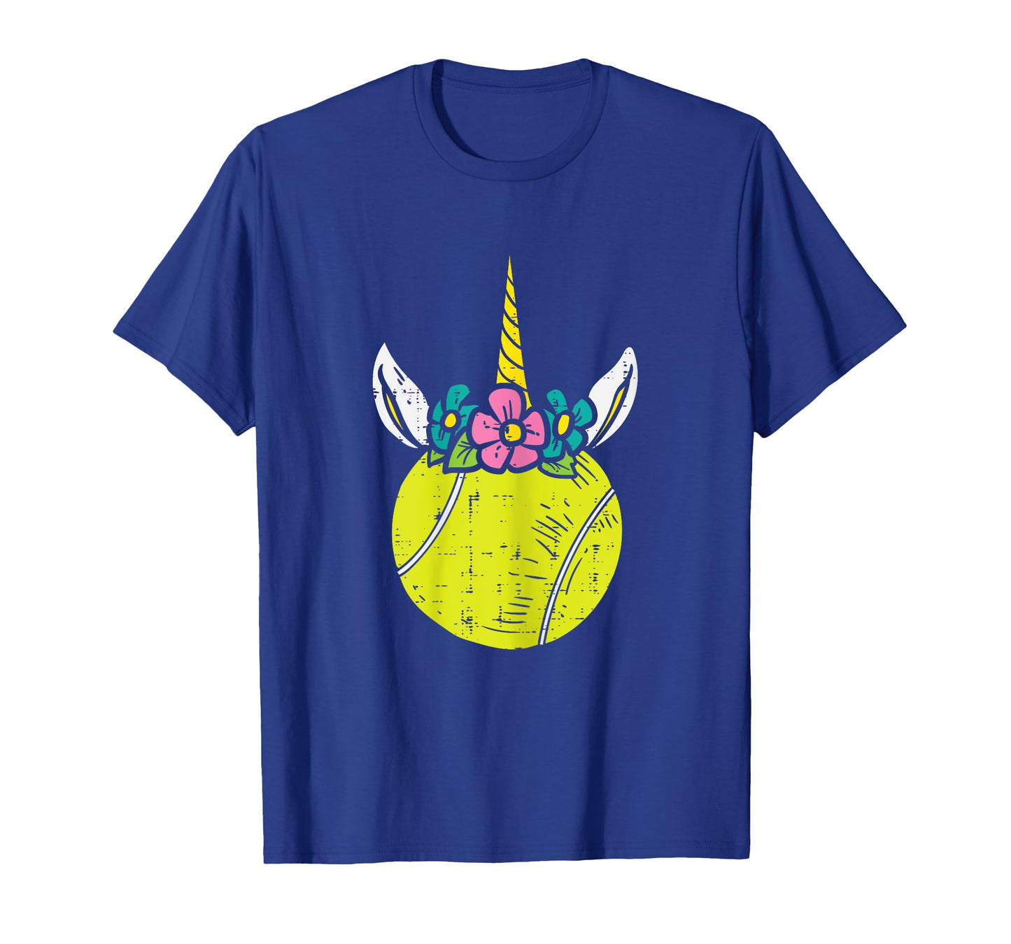 Unicorn Head Tennis Ball Cute Player Coach Women Girls Kids T-Shirt