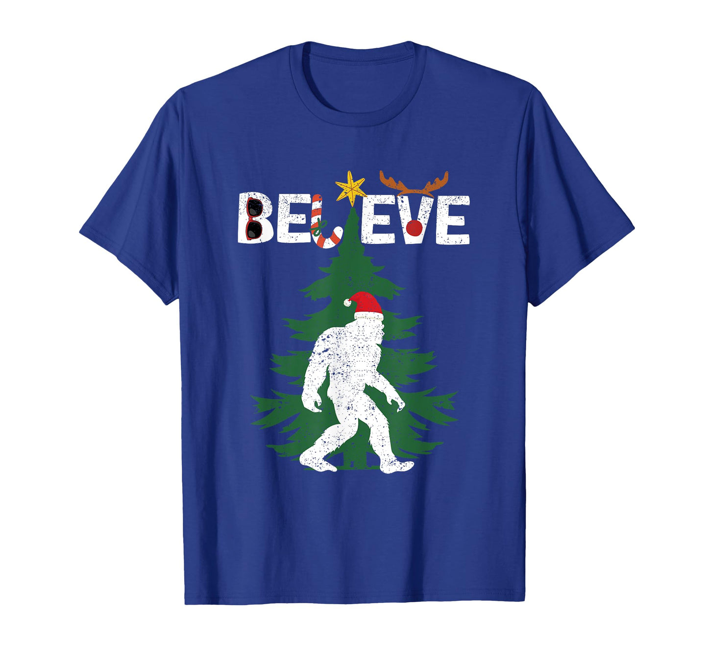 Believe Bigfoot Sasquatch Yeti Santa Hat Christmas Pajamas T-Shirt
