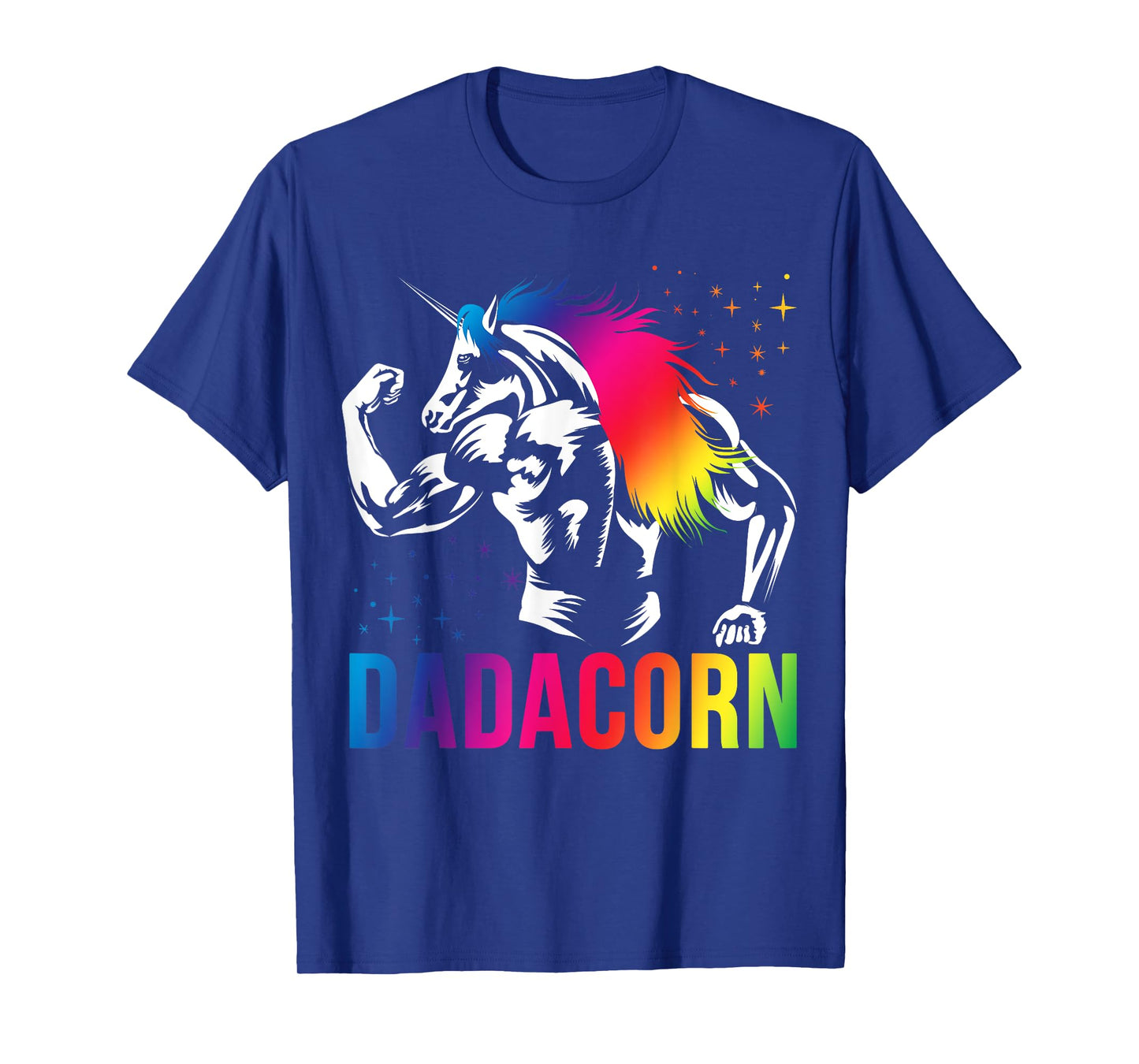 Dadacorn Muscle Fathers Day Joke Daddy Unicorn T-Shirt, Black, Small