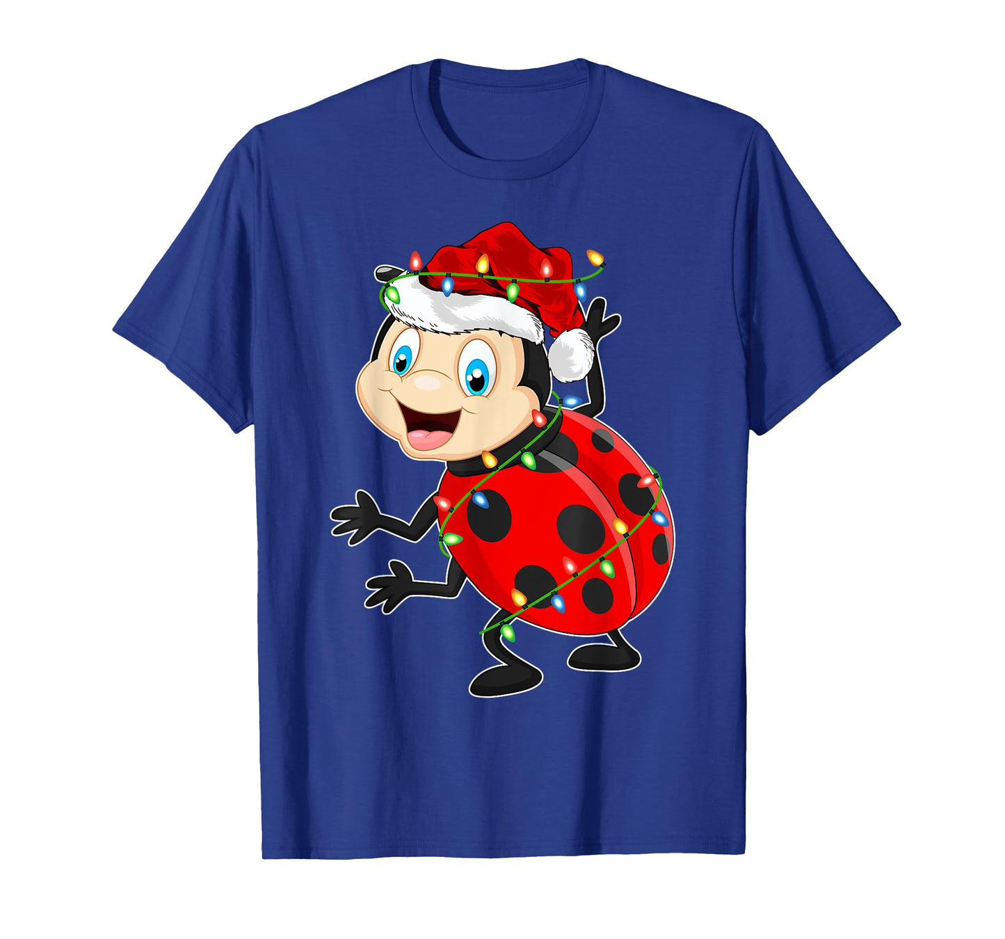 Xmas Lights Santa Hat Ladybug Christmas T-Shirt
