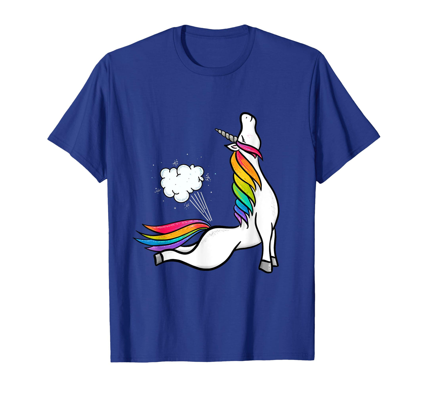 Funny Yoga Unicorn Fart Rainbow Graphic T-Shirt