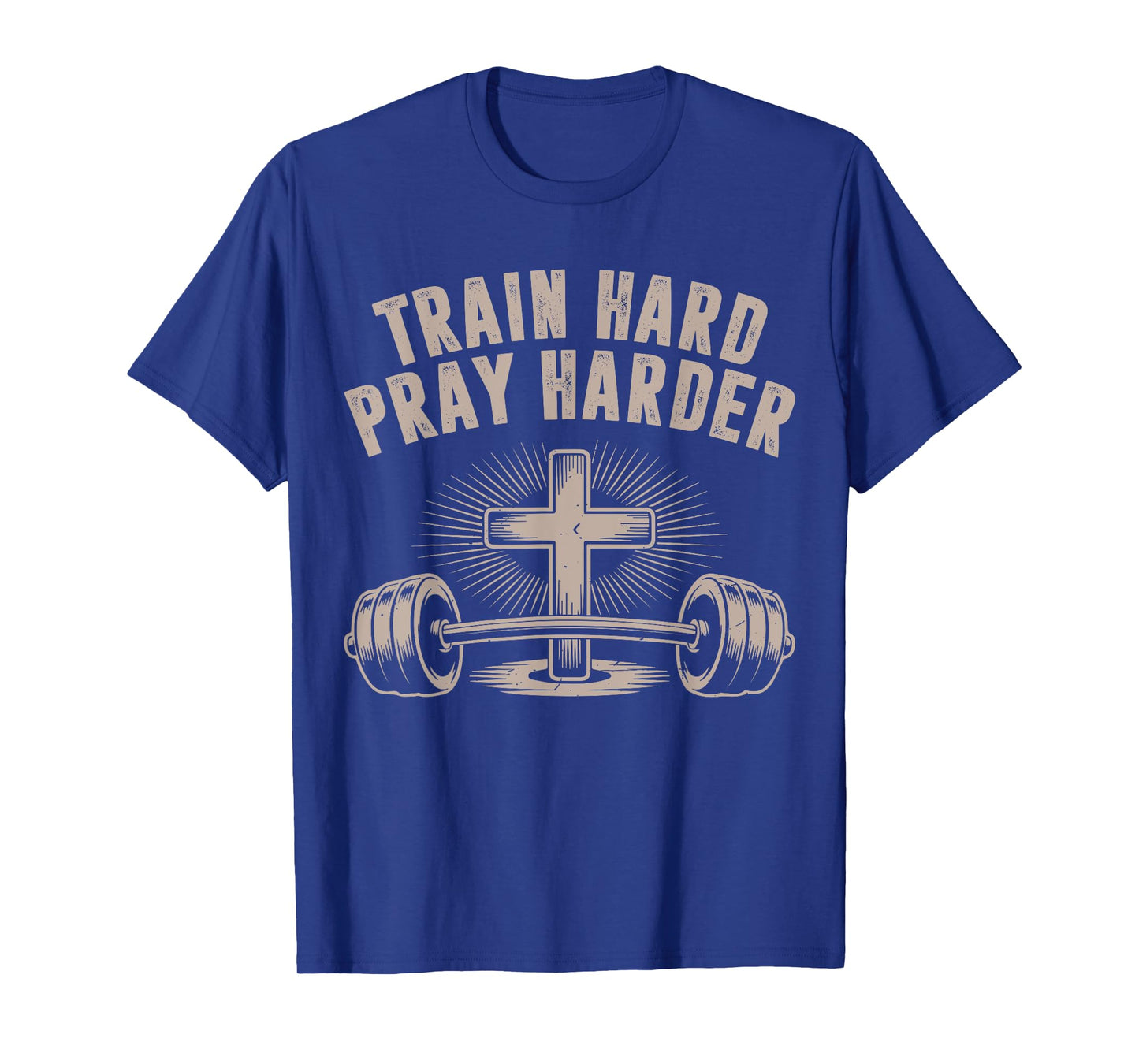 Men Train Hard Pray Harder Funny Christian Jesus Gym Workout T-Shirt