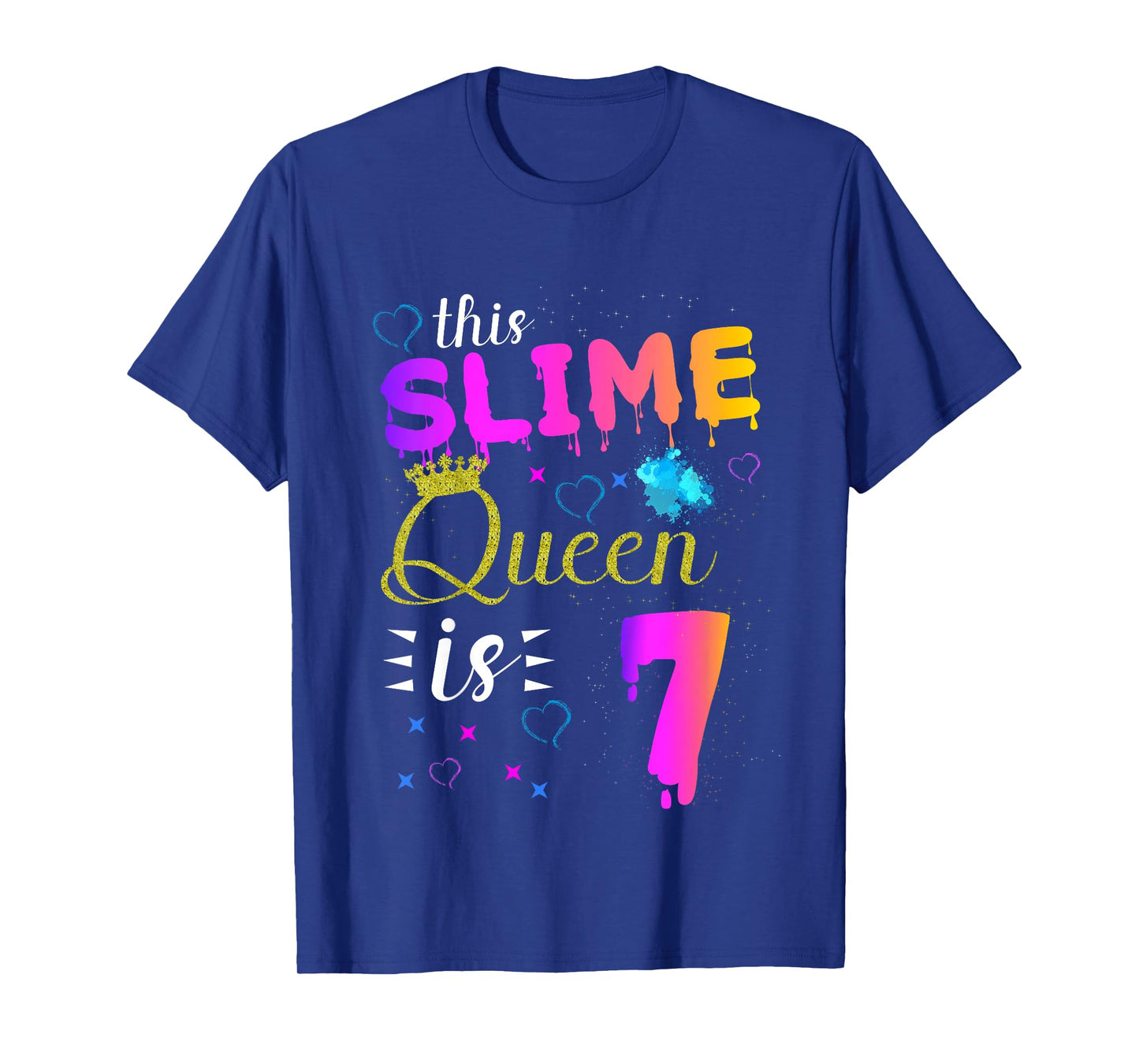 slime queen crown Birthday 7th gift for girls 7 years old T-Shirt