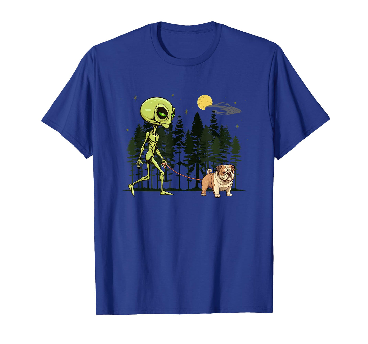 Funny English Bulldog Alien Walking UFO Pet Dog Mom Dad T-Shirt