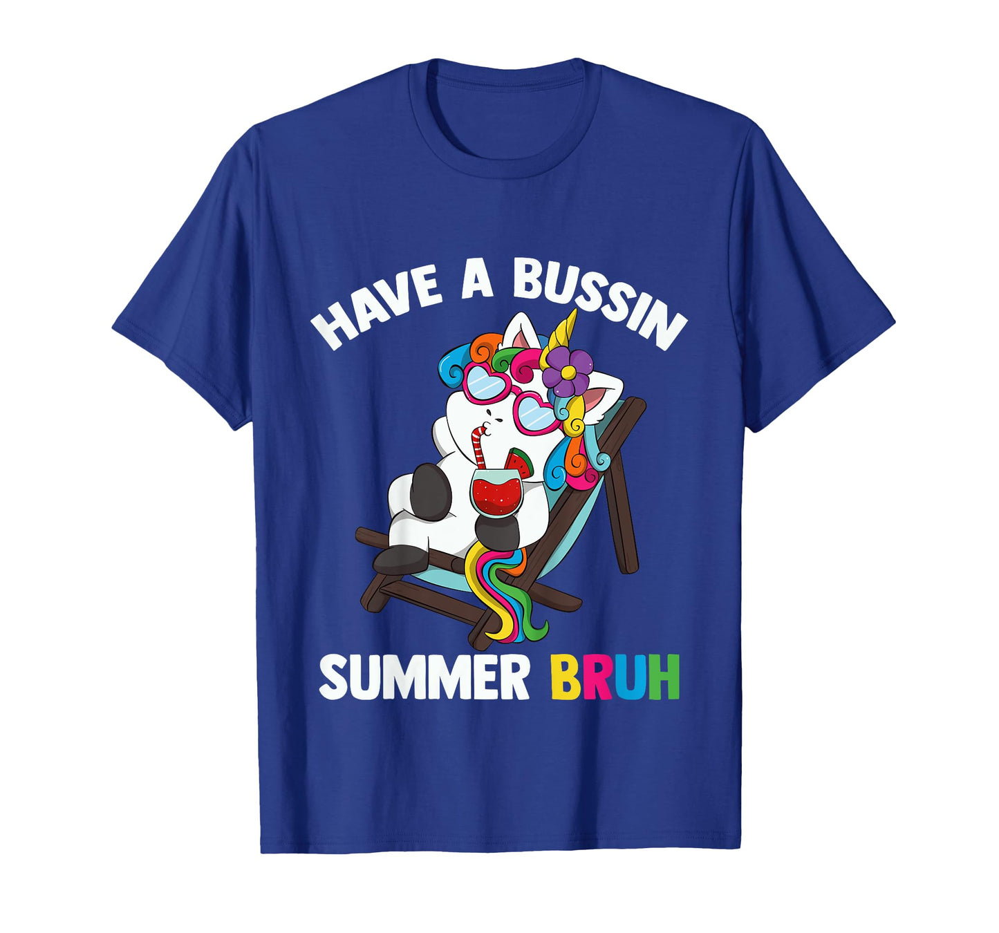 Kids Have A Bussin Summer Bruh Unicorn For Kid Last Day Of School T-Shirt