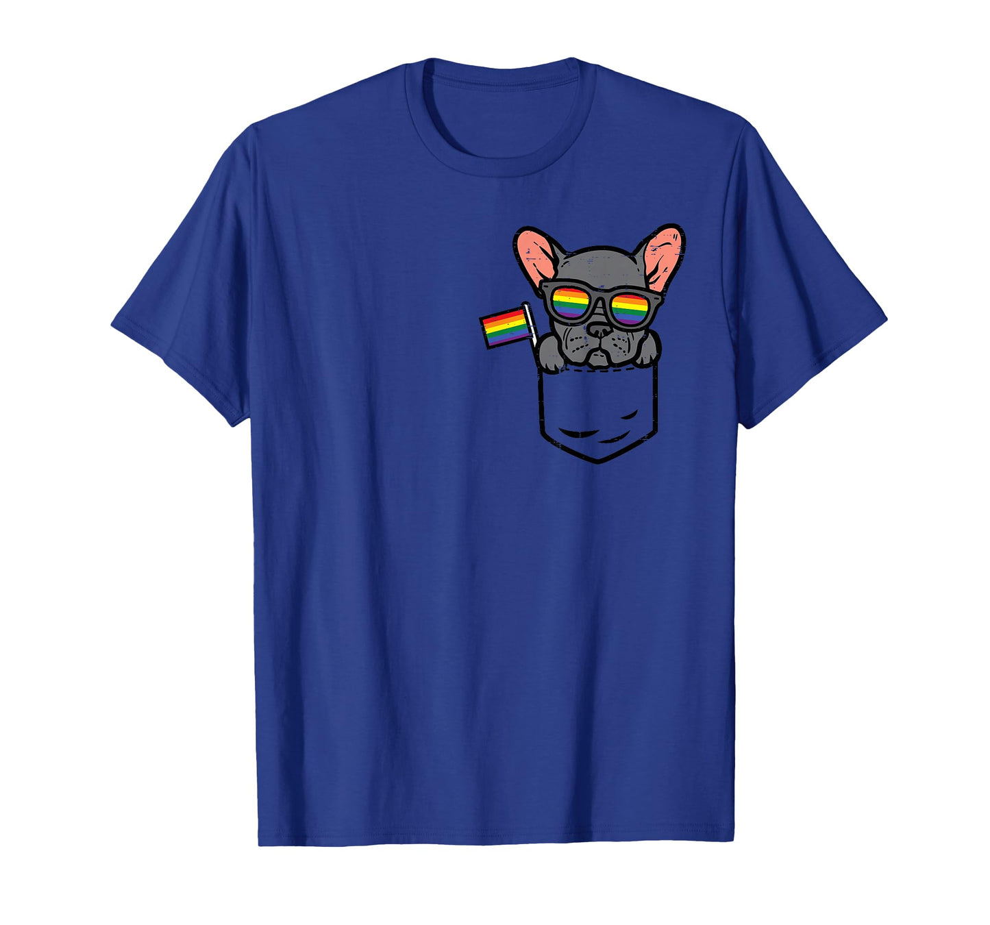 French Bulldog Frenchie Dog Pocket LGBTQ Rainbow Gay Pride T-Shirt