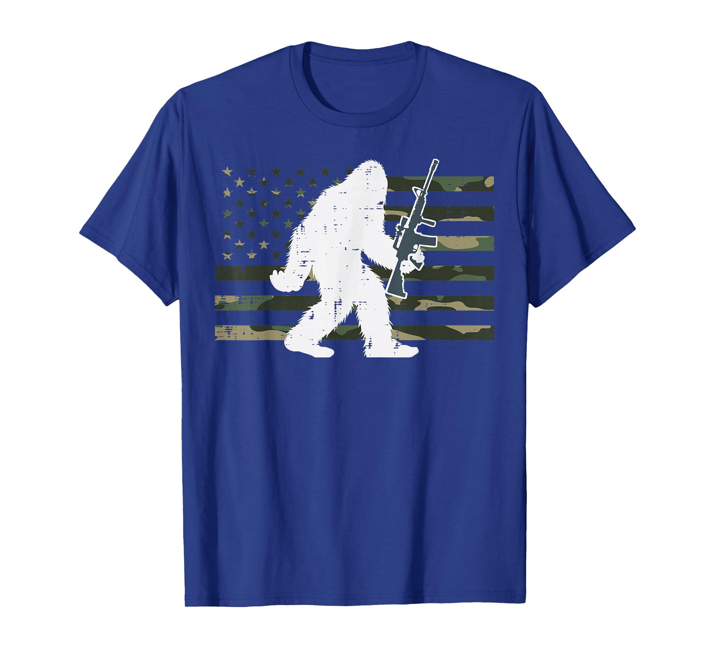 Bigfoot Sasquatch US Camo Flag Vintage Patriotic Men Women T-Shirt