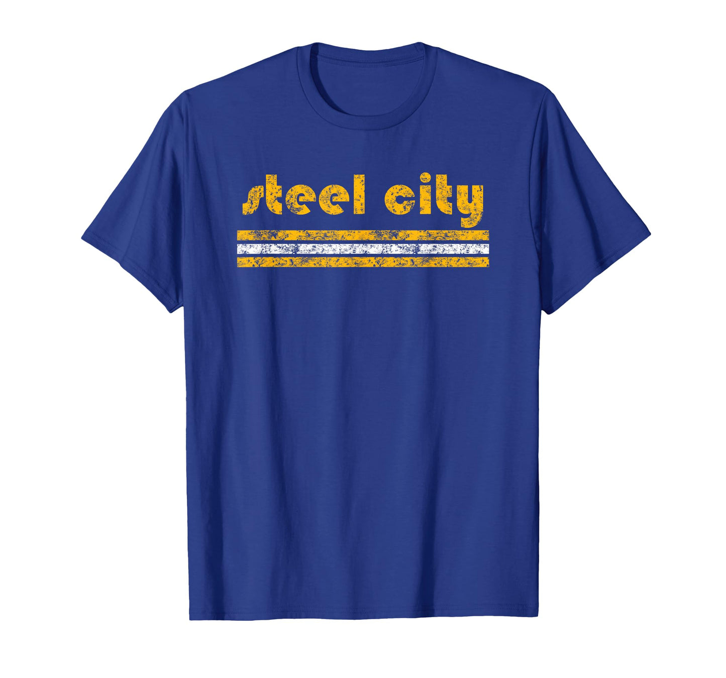Pittsburgh Retro Three Stripe Weathered Steel City T-Shirt