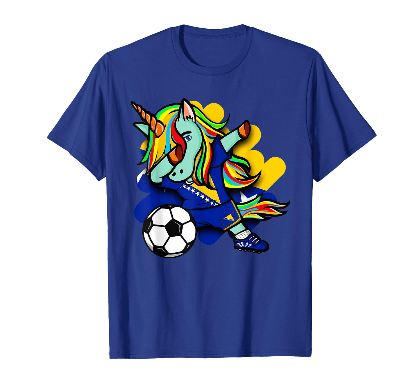 Cute Dabbing Unicorn Bosnia Herzegovina Soccer Lovers Jersey T-Shirt