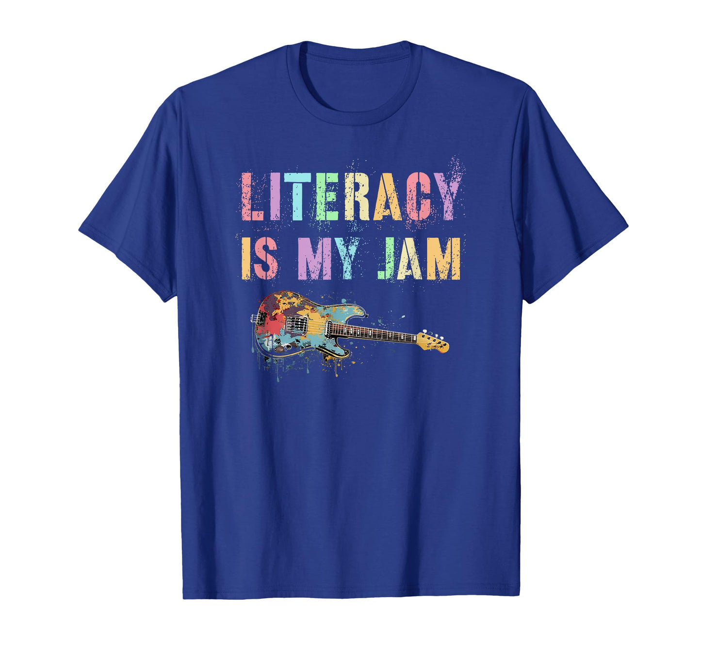 Vintage LITERACY IS MY JAM Teacher Library Rockstar Reading T-Shirt