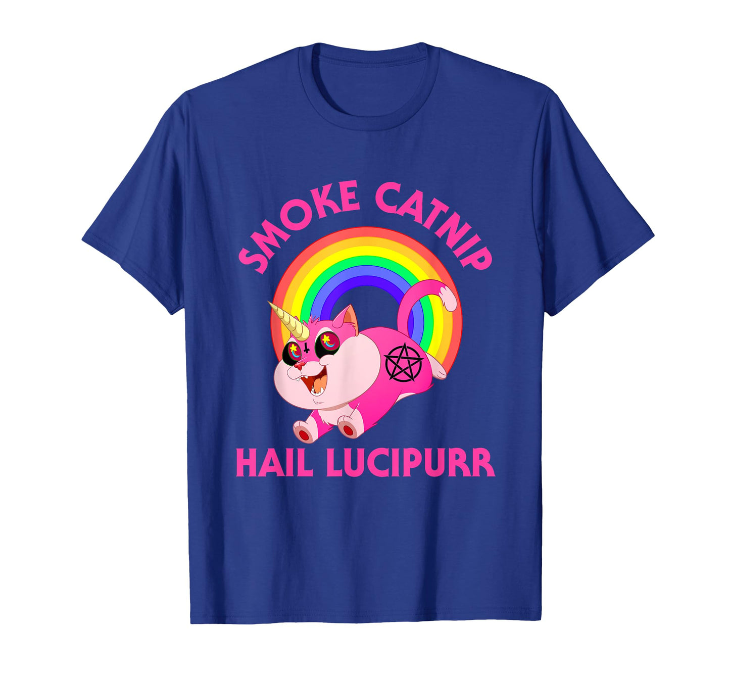 Smoke Catnip Hail Lucipurr, Funny Satan Cat Unicorn Meme Men Women Kids T-Shirt