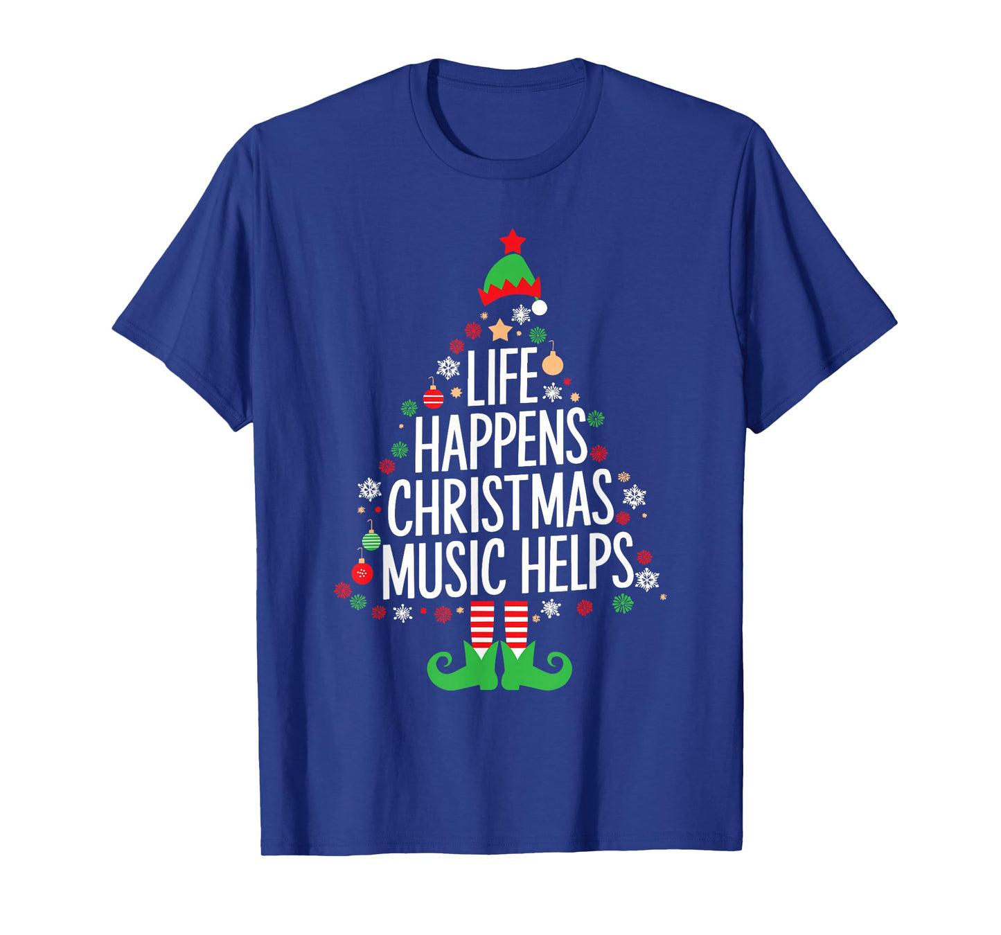 Life Happens Christmas Music Helps Matching Family Christmas T-Shirt