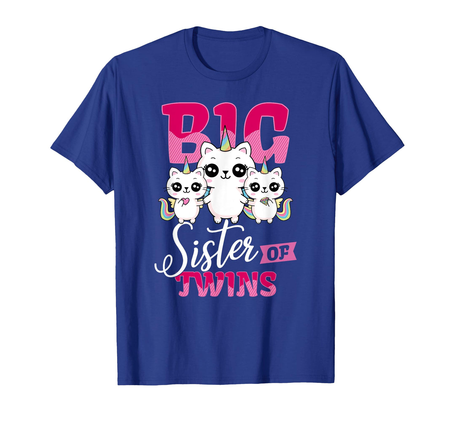 Big Sister of Twins T-Shirt Twin Unicorn Cats Girls Shirt T-Shirt