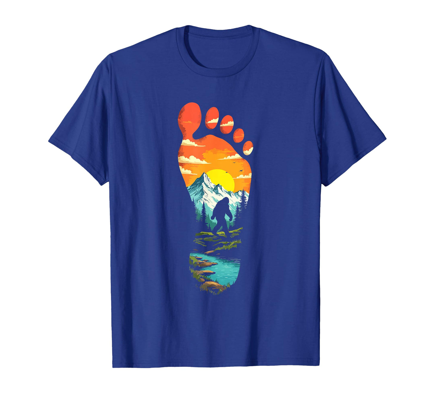 Bigfoot Footprint Mountains Cryptid & Landscape Sasquatch T-Shirt