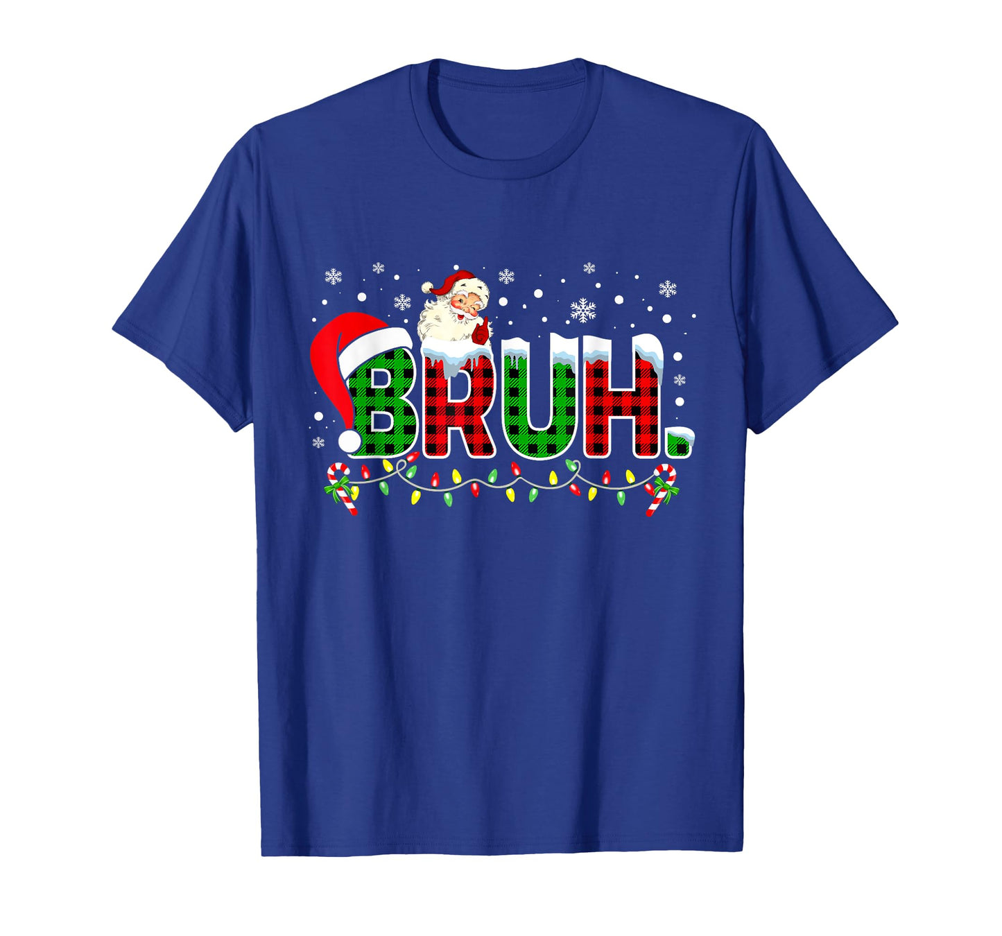 Bruh Funny Christmas Red Green Plaid Teens Boys Xmas Pajamas T-Shirt