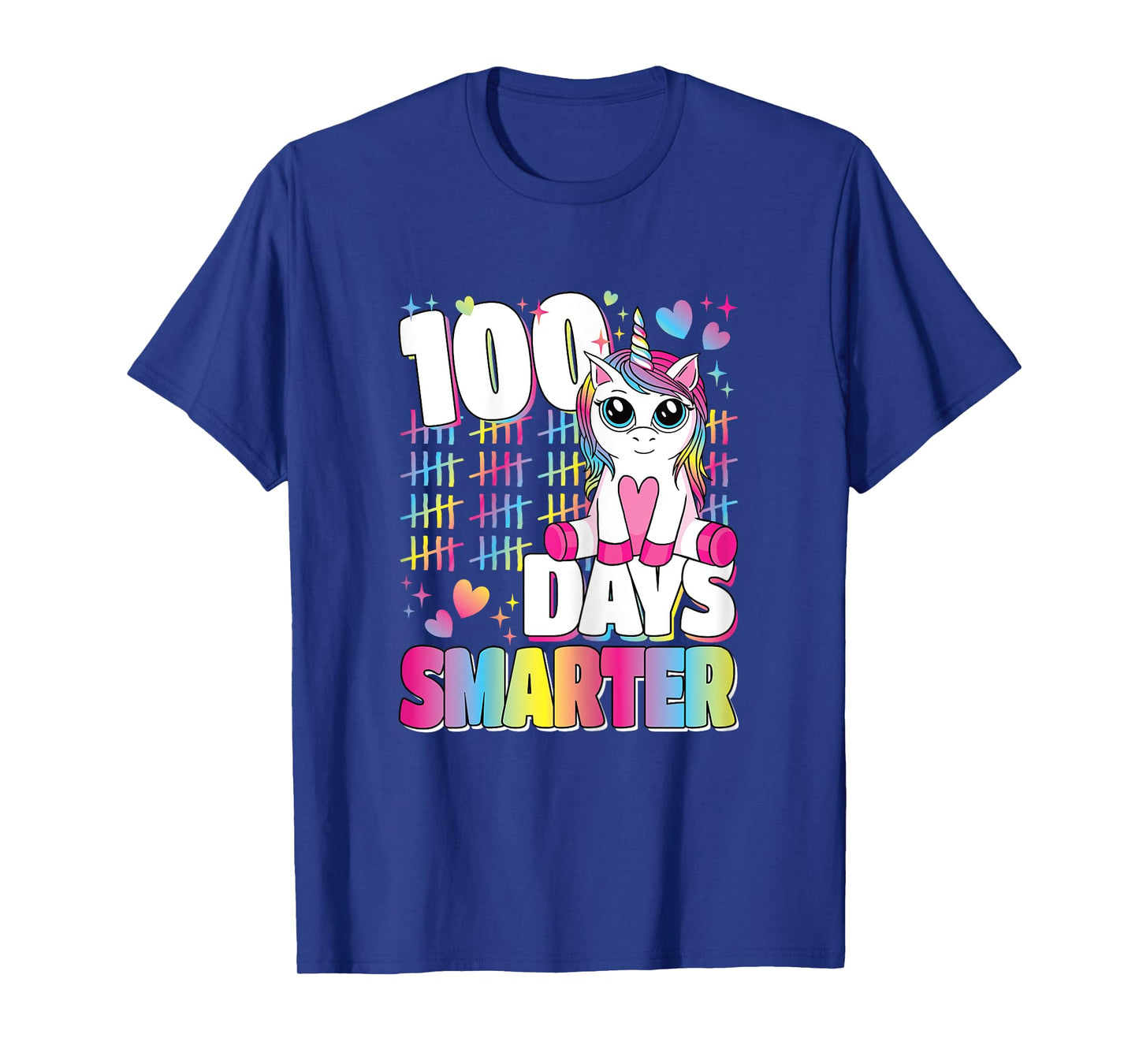 100 Days Smarter Unicorn Rainbow 100th Day Of School Girls T-Shirt