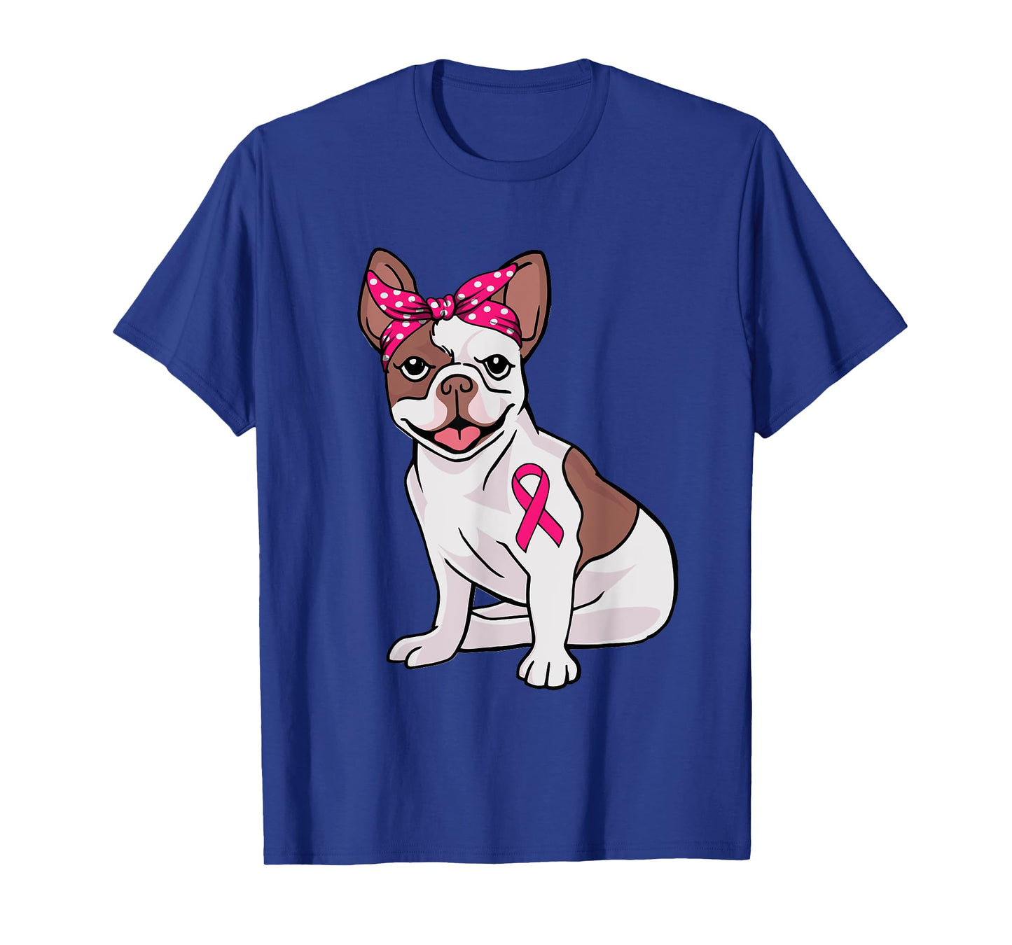French Bulldog Pink Bandana Breast Cancer Awareness Cute Dog T-Shirt