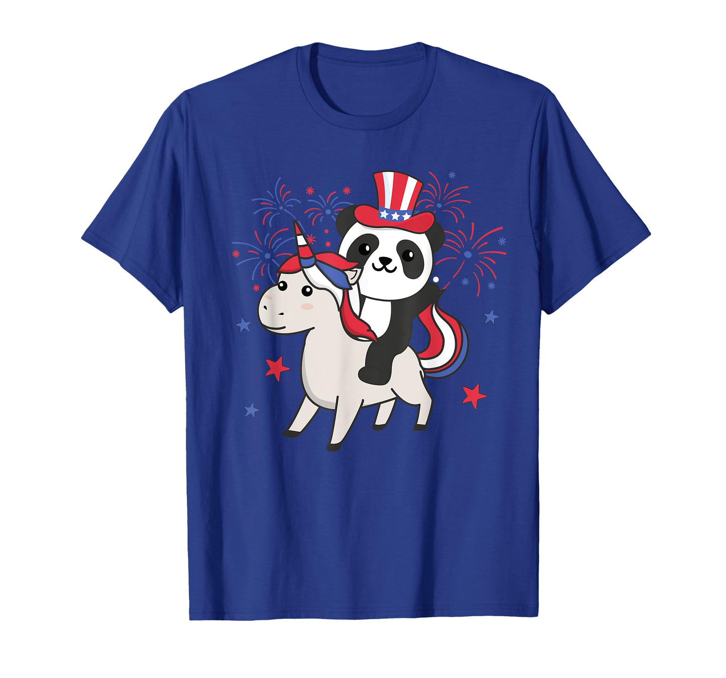Panda With Unicorn For The Fourth Of July Fireworks For Kids T-Shirt