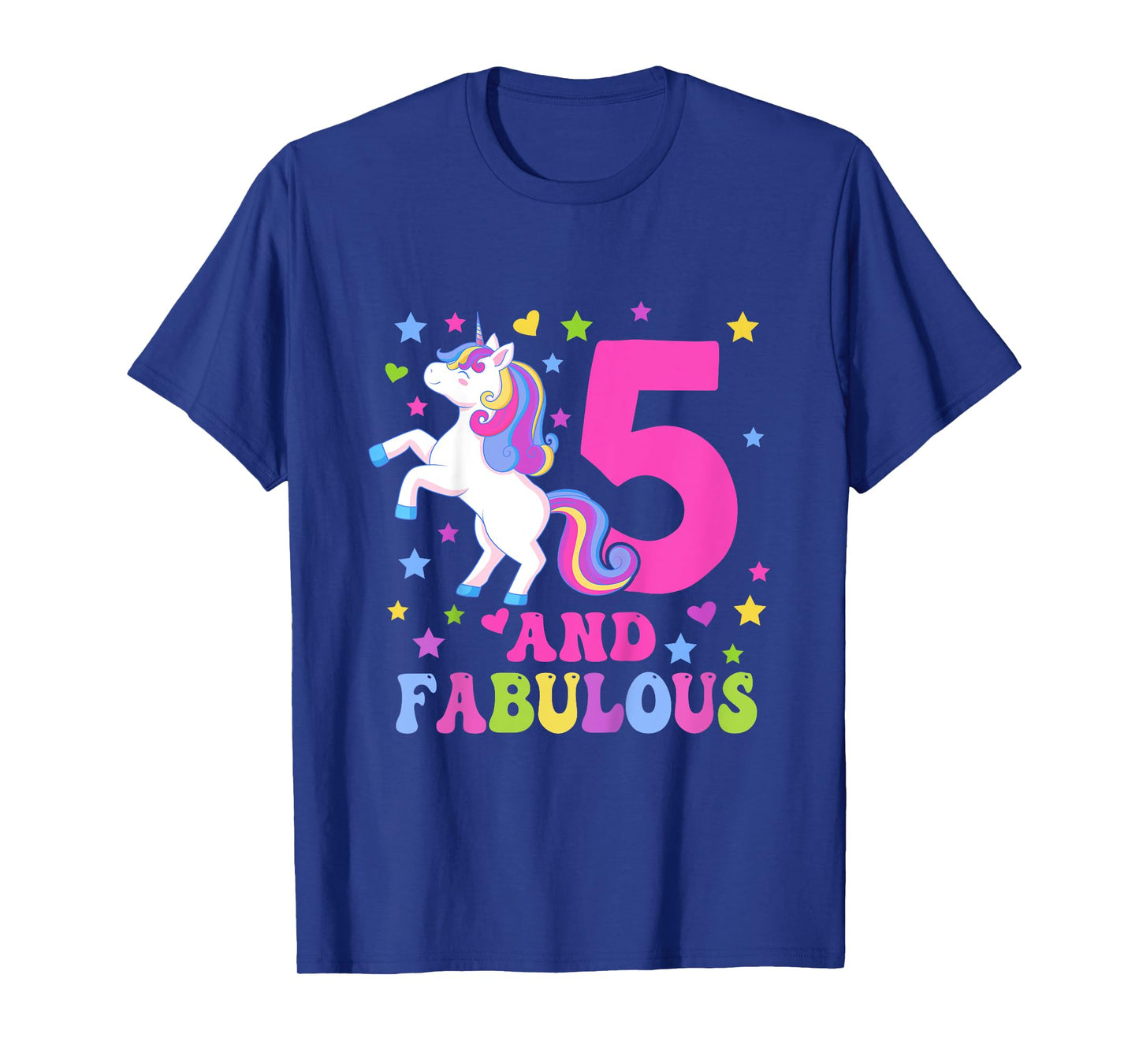 5 and Fabulous Unicorn 5th Birthday Unicorn T-Shirt