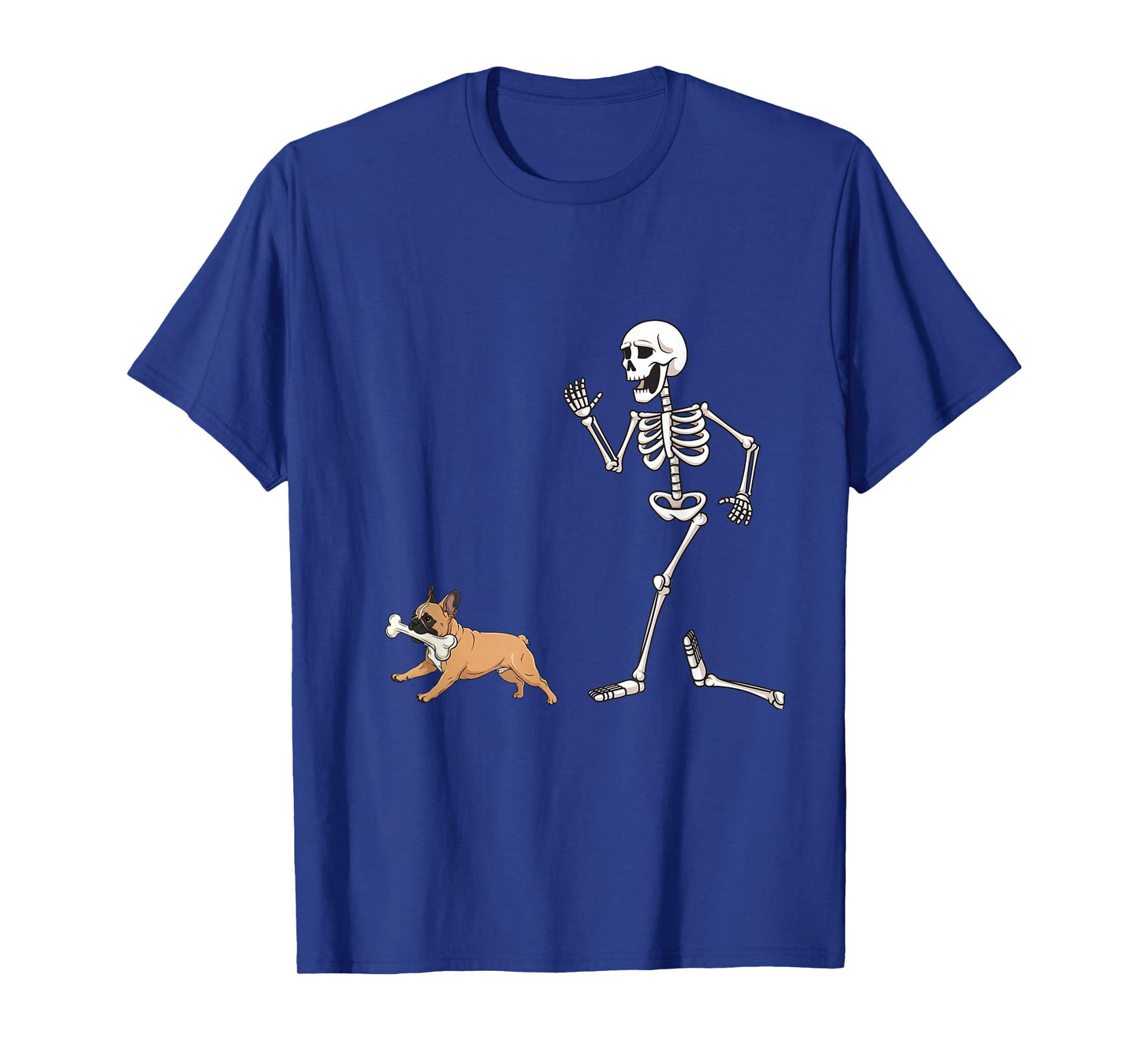 Funny Halloween French Bulldog and Skeleton T-Shirt