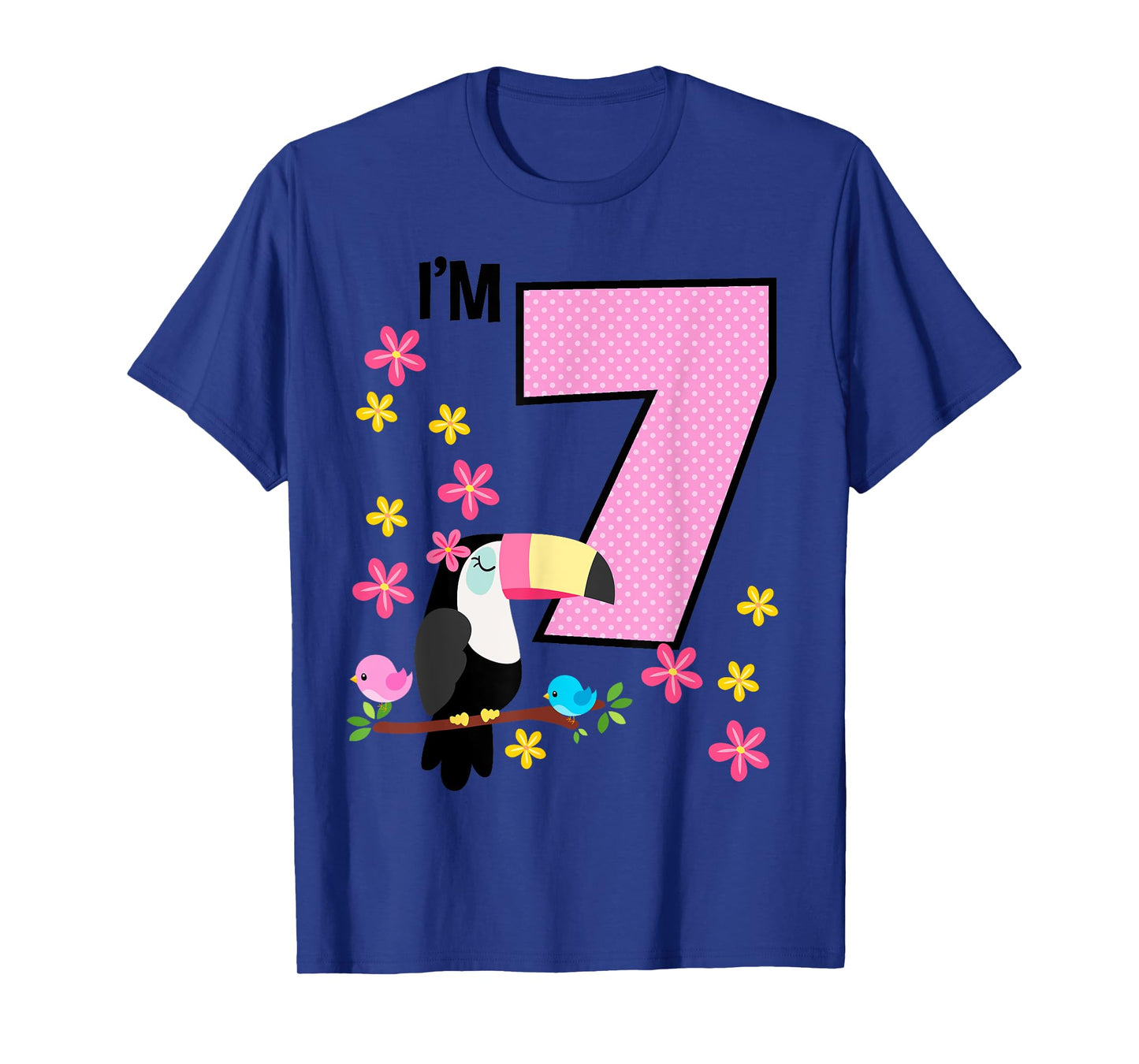 Toucan 7th Birthday 7 Year Old Birthday Girl Tropical Birds T-Shirt