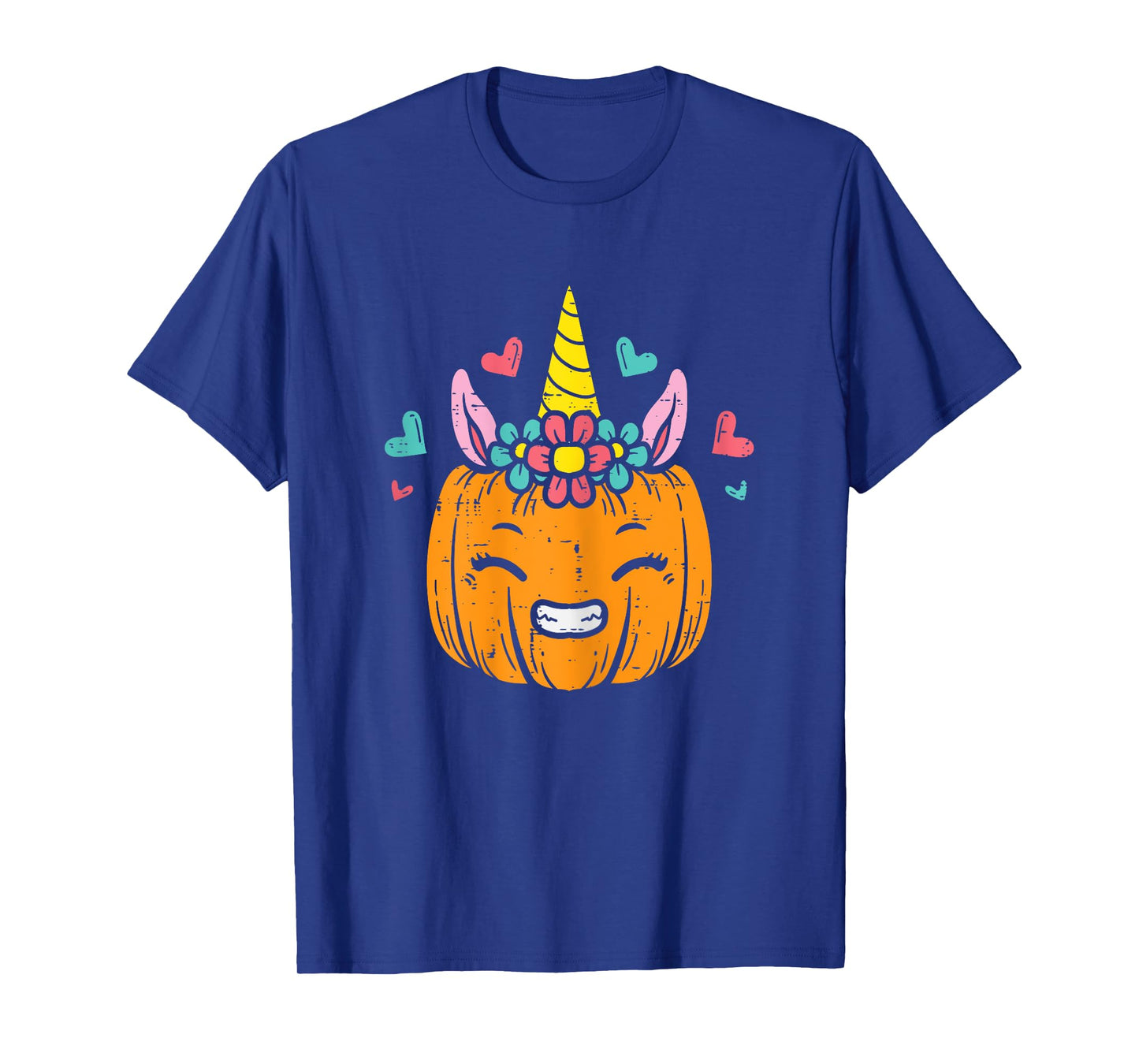 Pumpkin Unicorn Face Cute Halloween Costume Women Girls T-Shirt