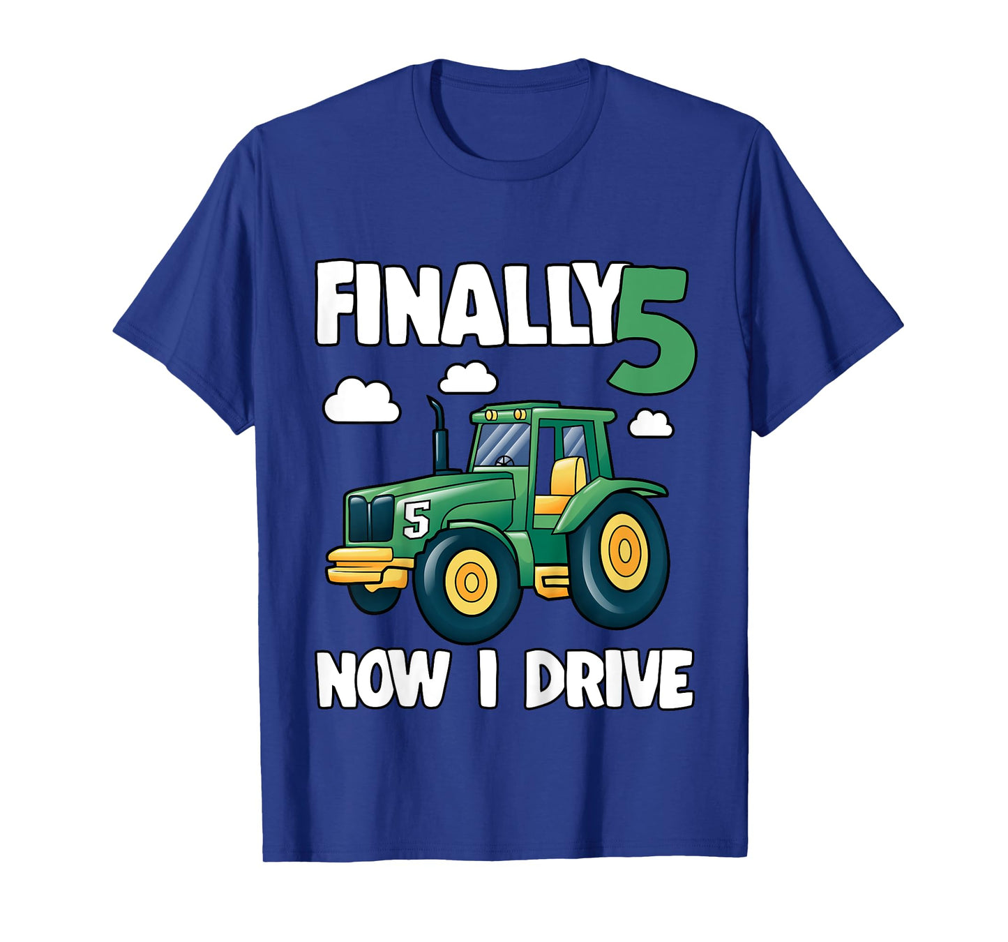 Kids Finally 5 Now I Drive 5th Birthday Party Boy Tractor Kids T-Shirt