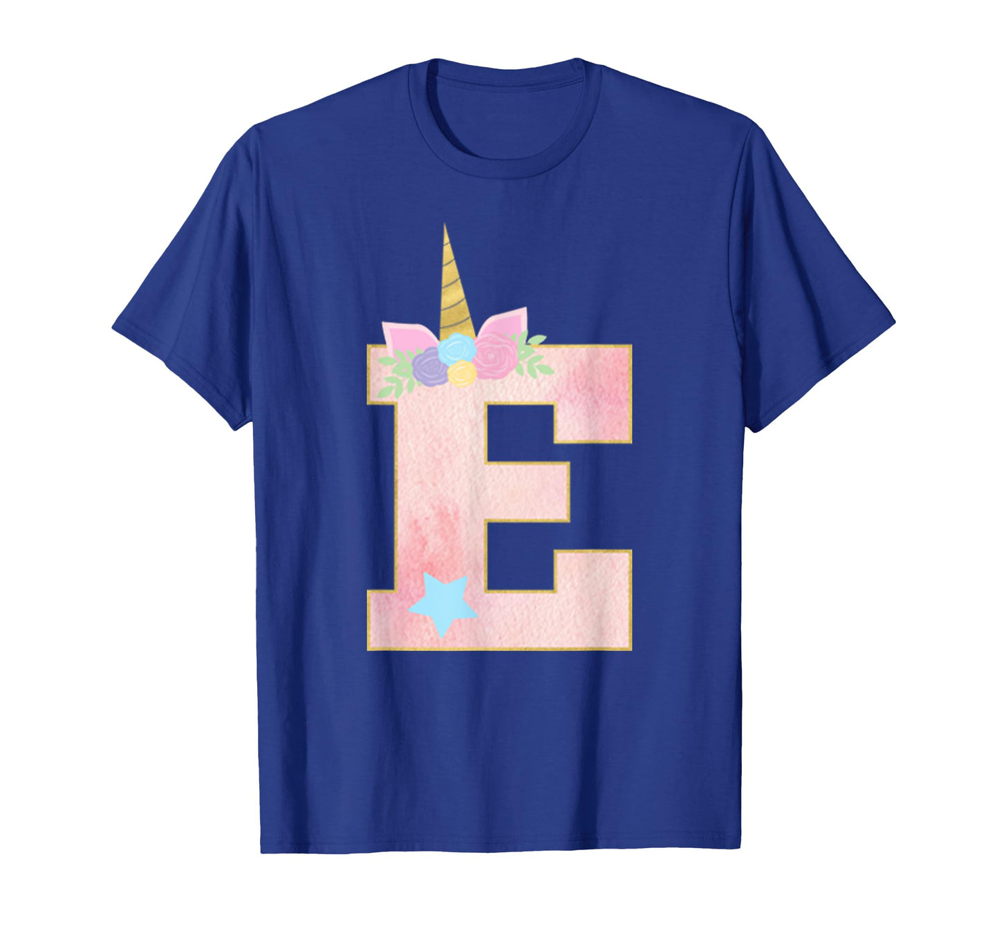 Initial Letter E Unicorn Monogram for Girls Unicorn Birthday T-Shirt