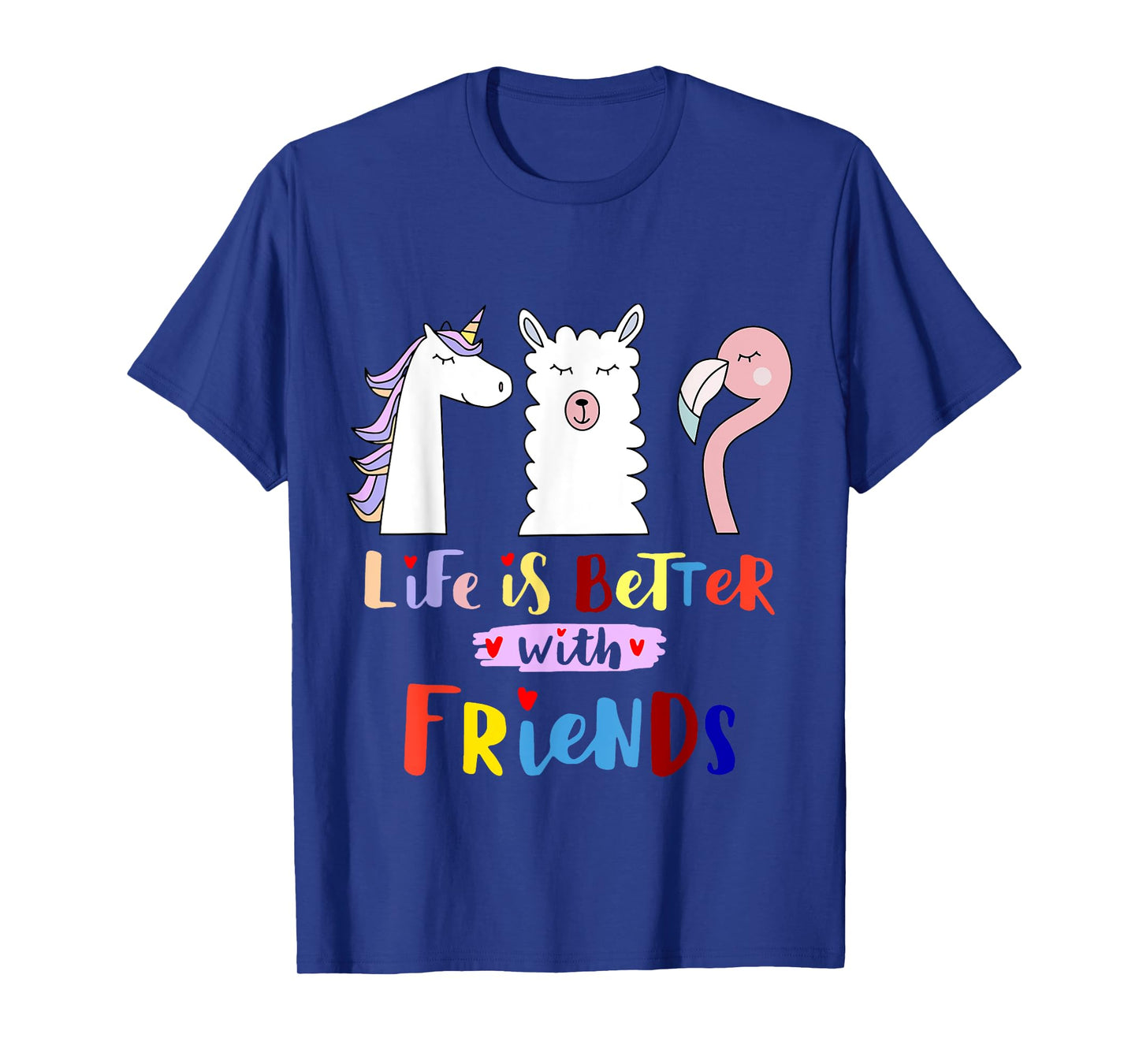 Das Leben besser mit mein Freunde - Llama Unicorn Flamingo T-Shirt