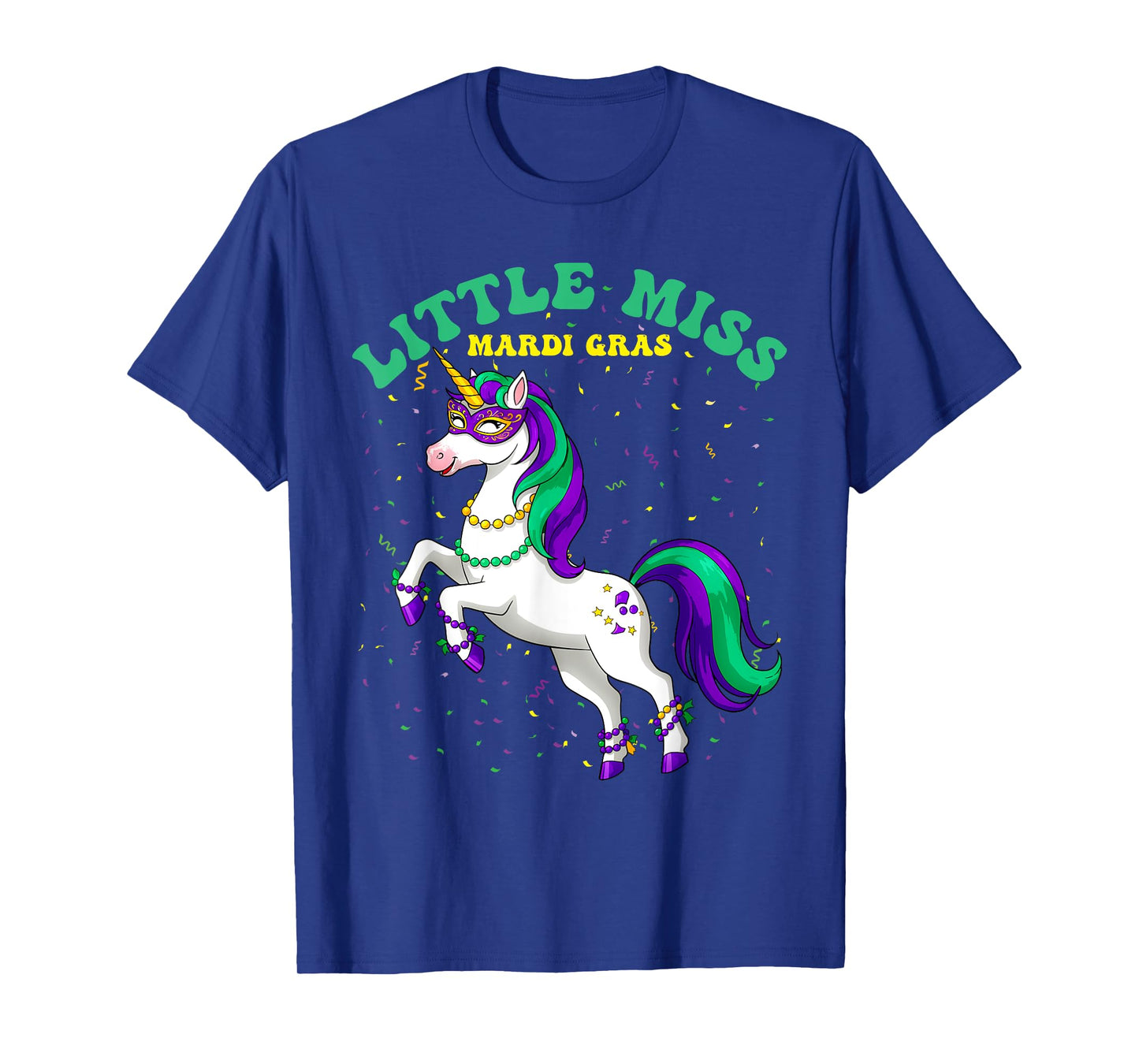 Little Miss Mardi Gras Unicorn Graphic for Women & Girls T-Shirt