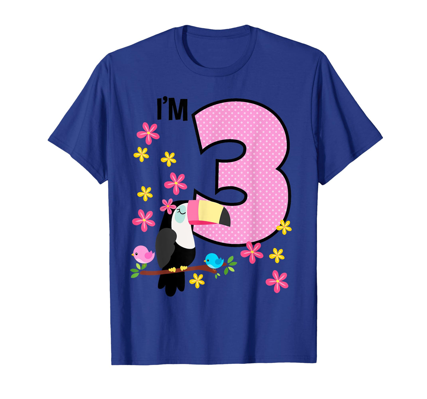 Toucan 3rd Birthday 3 Year Old Birthday Girl Tropical Birds T-Shirt