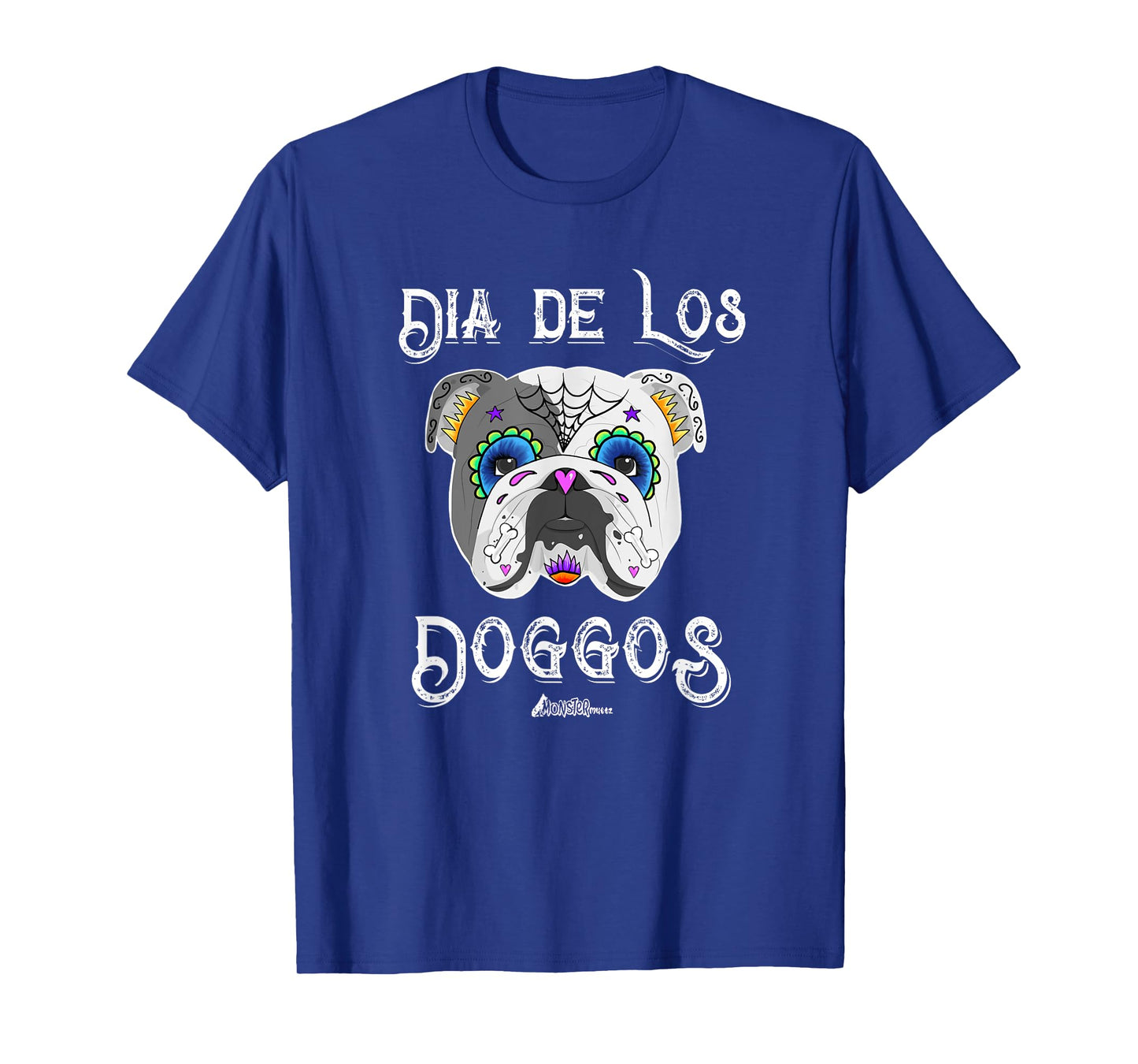 Day of the English Bulldog of the Dead Sugar Skull T-Shirt