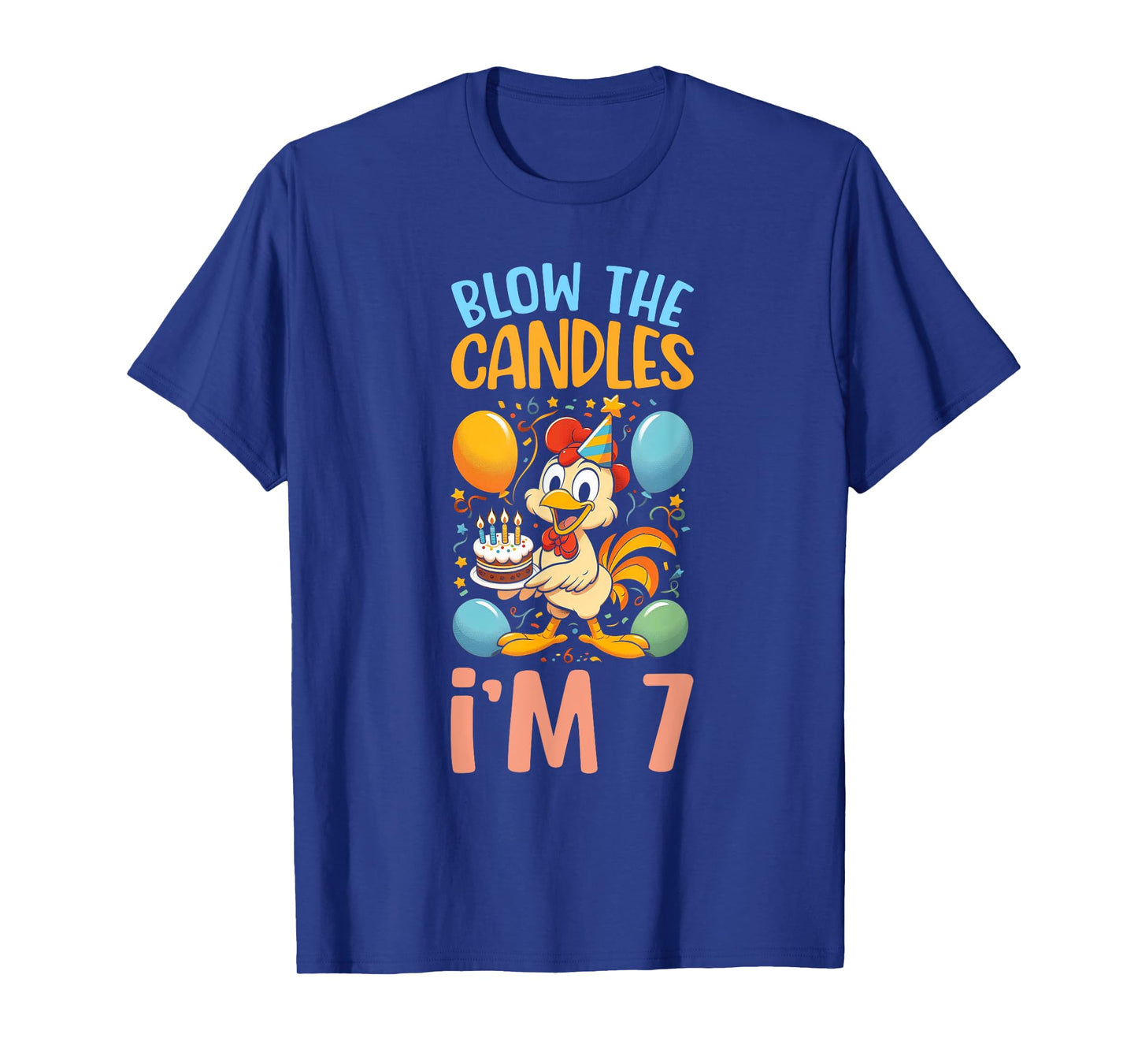 Chicken Kids 7th Birthday Party Boy 7 Year Old Bday Girl T-Shirt