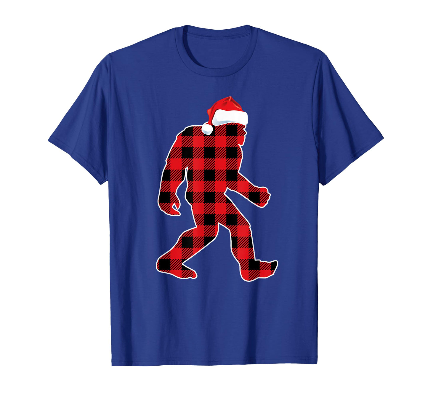 Believe Red Plaid Bigfoot Christmas Sasquatch Santa Sleeping T-Shirt