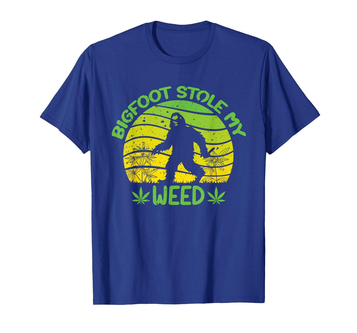 420 Funny Bigfoot Stole My Weed, Retro Sunset Sasquatch T-Shirt