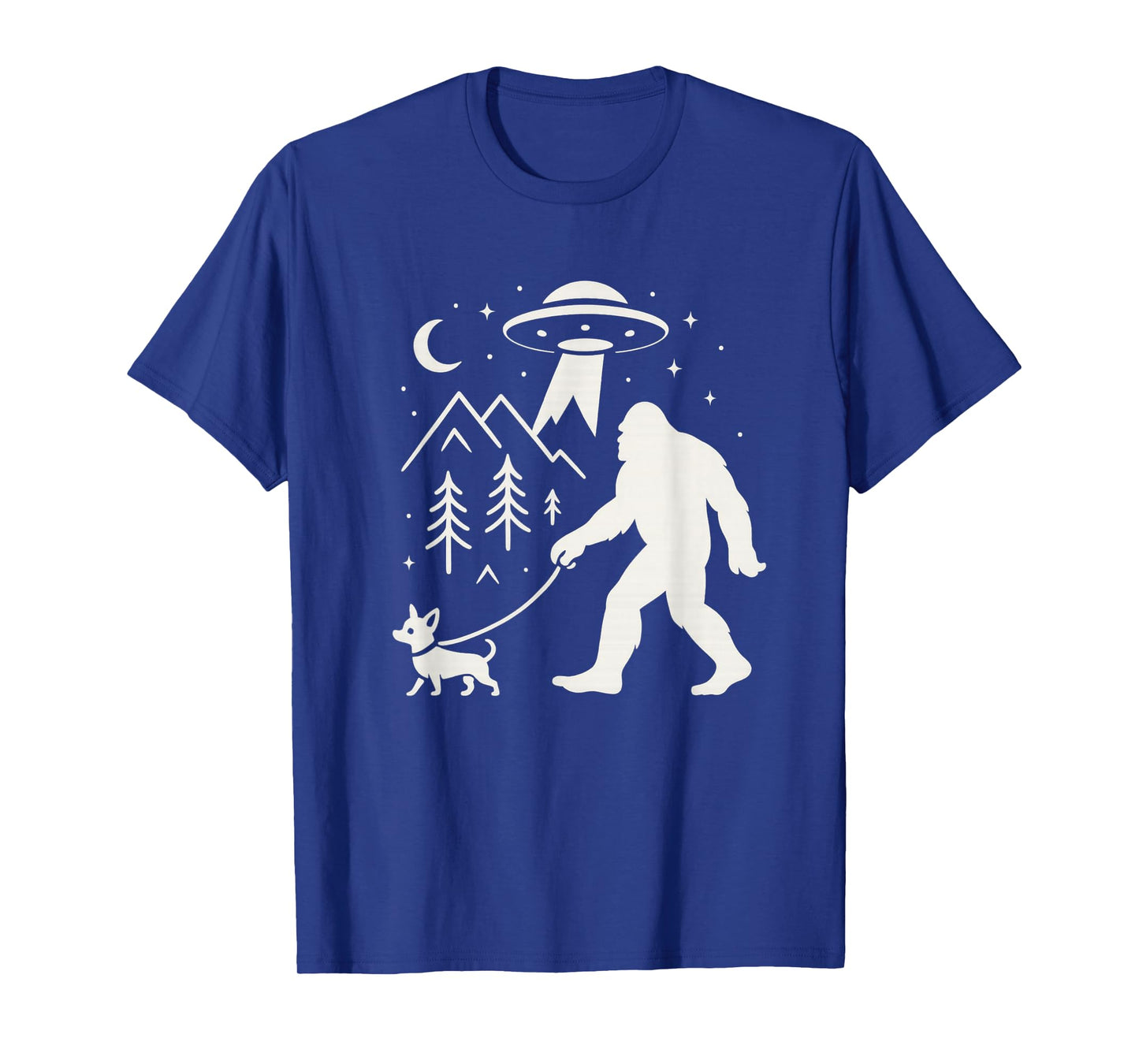 Bigfoot Walking Chihuahua Dog UFO Funny Sasquatch T-Shirt