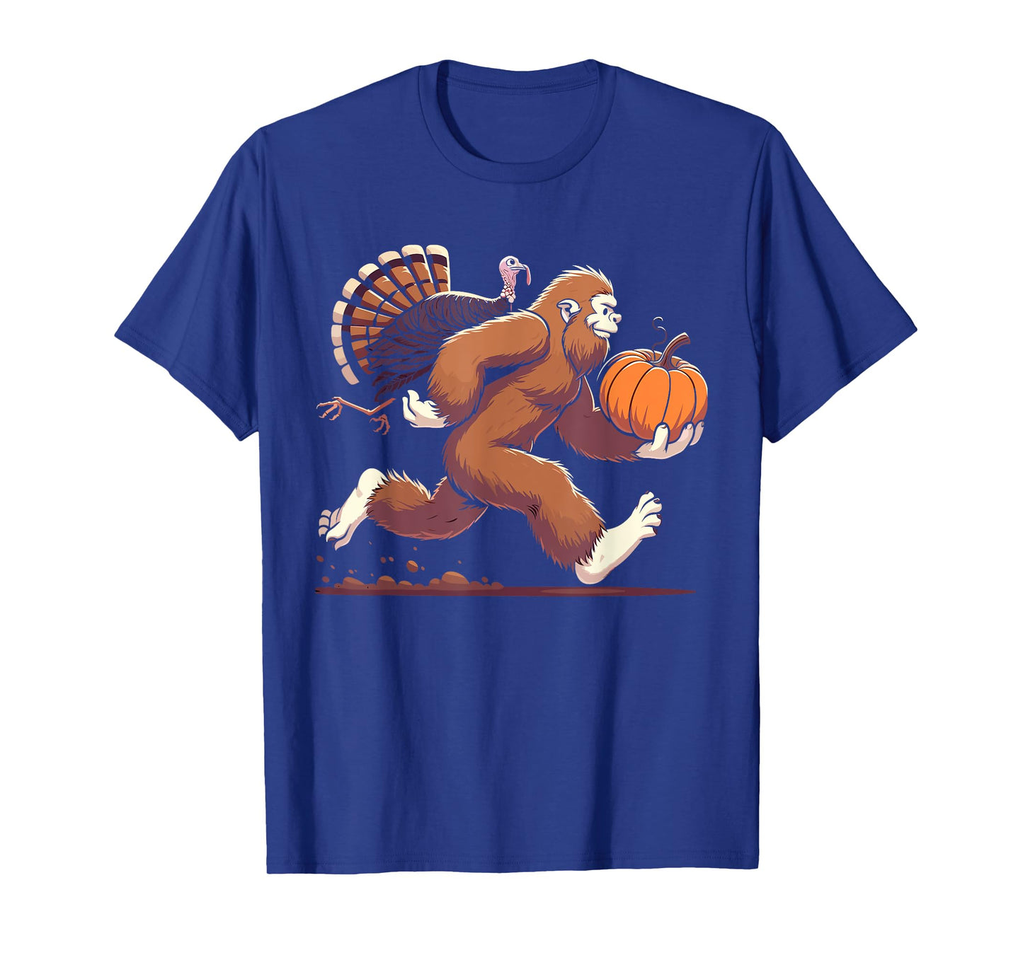Bigfoot sasquatch with turkey and pumpkin for thanksgiving T-Shirt