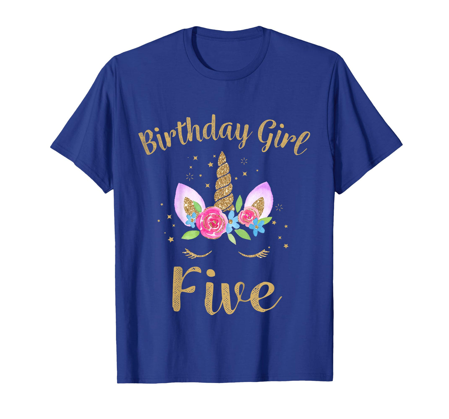 Kids 5 Year Old Birthday Girl Unicorn Shirt 5th Birthday Outfit T-Shirt