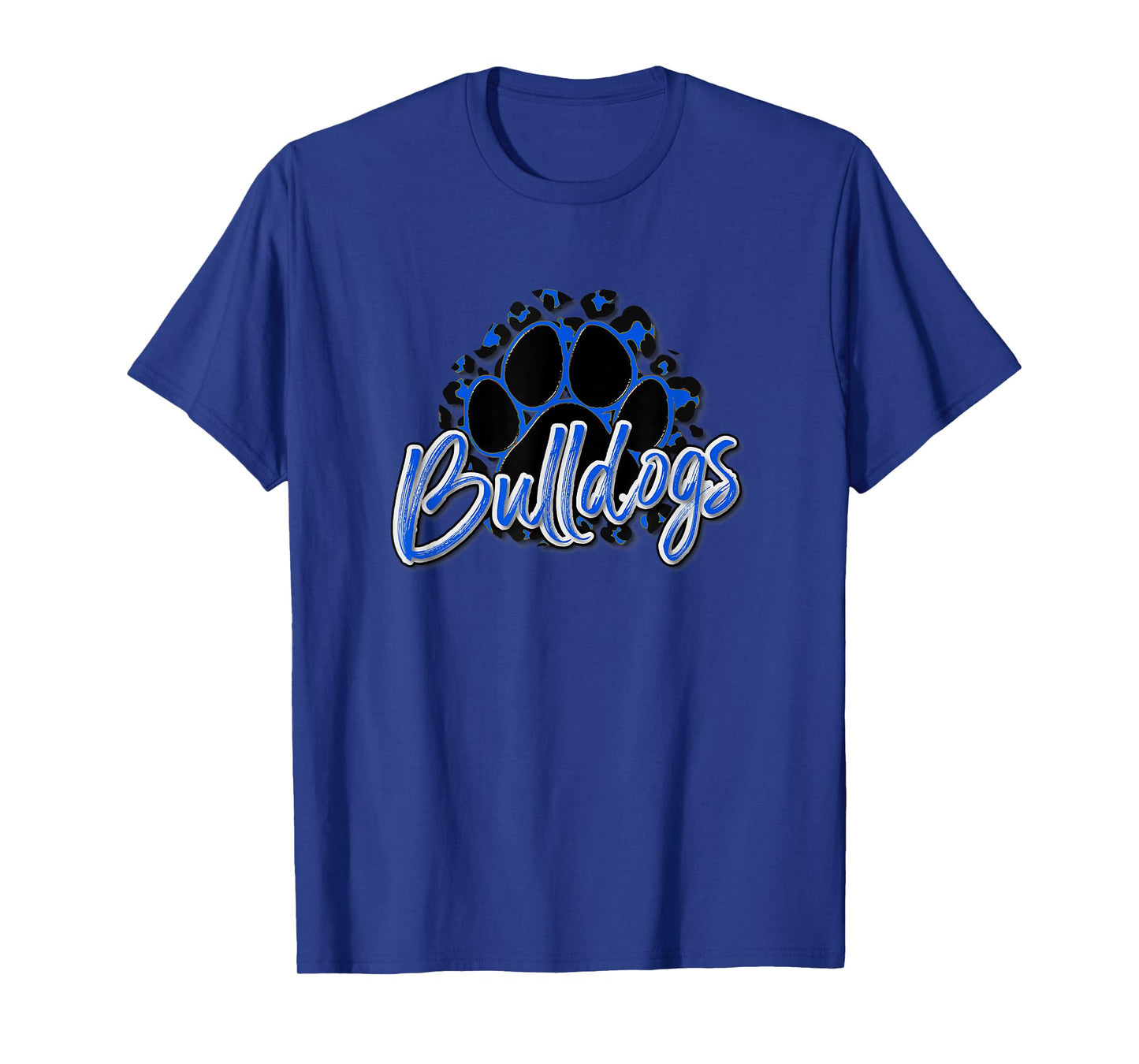 Bulldogs Blue Black Cheetah School Sports Fan Team Spirit T-Shirt