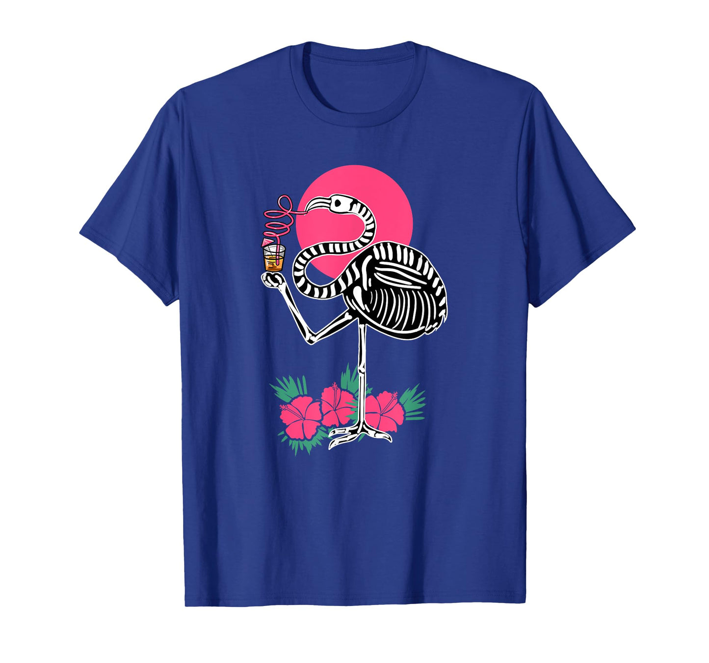 Thirsty Skeleton Flamingo Animal Tropical Bird Halloween T-Shirt