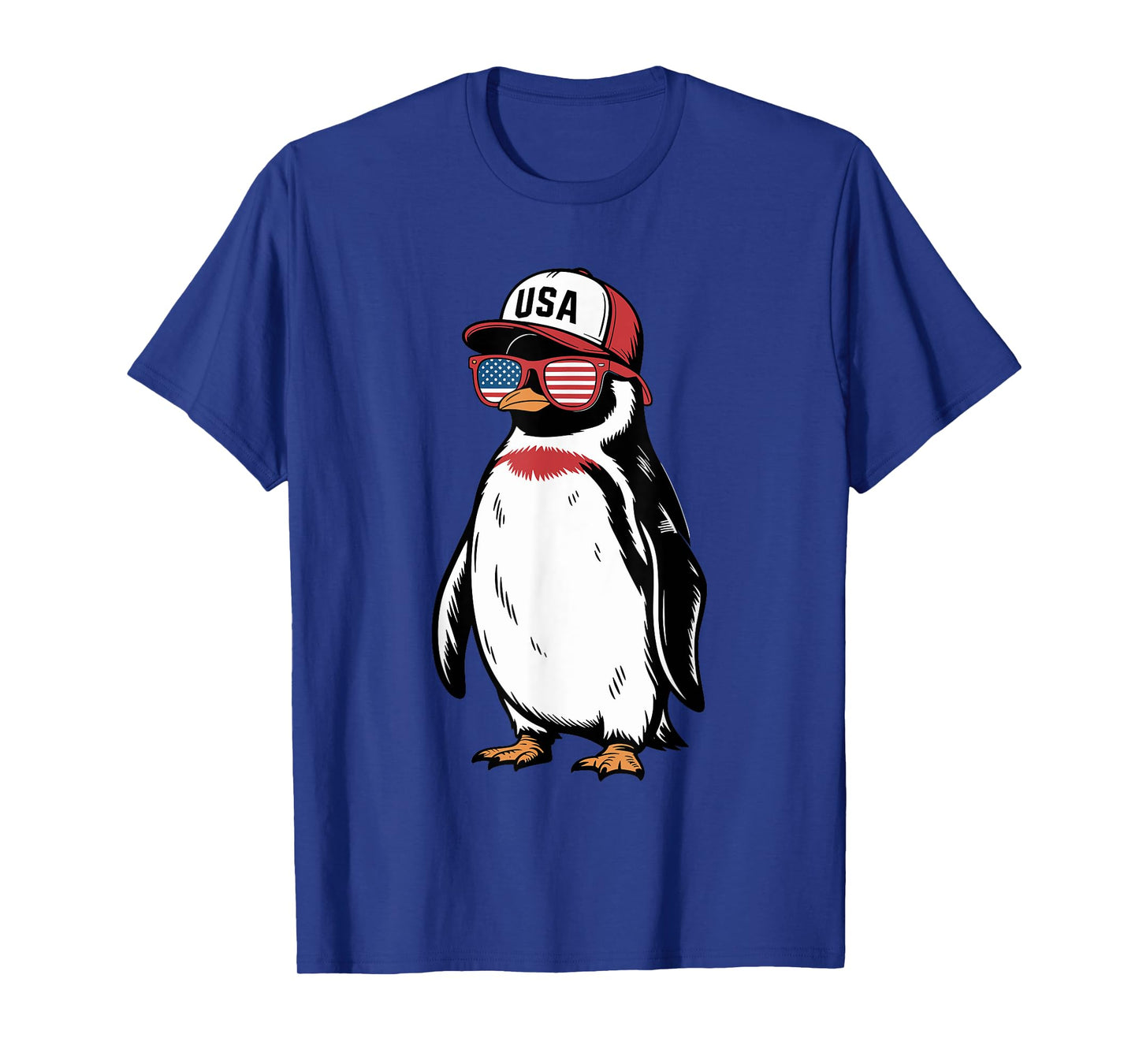 Cool Penguin USA Flag Sunglasses Independence 4th of July T-Shirt